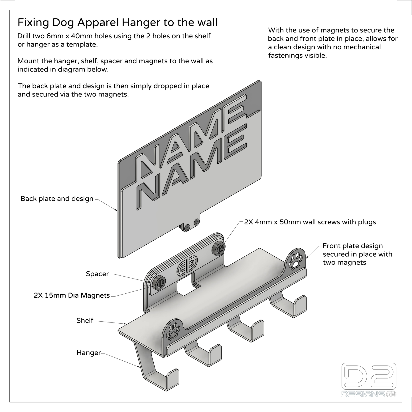 Dog Apparel Hanger - 02 - Personalized - Two Dogs
