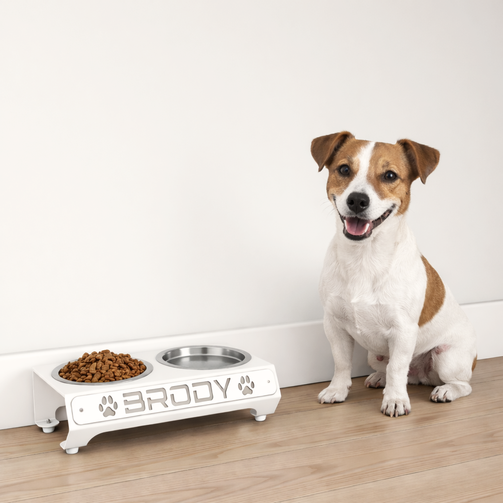 Dog and Cat - Personalized double food bowl Stand
