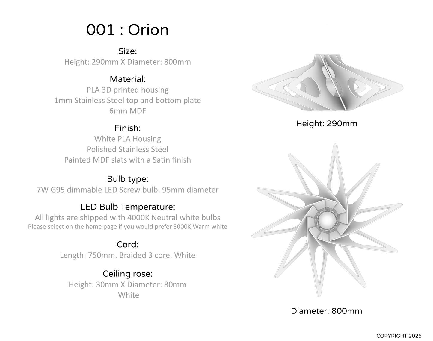 Ceiling Light - Slanted Slats - 001 Orion