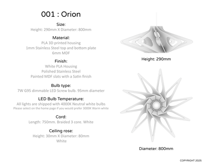 Ceiling Light - Slanted Slats - 001 Orion