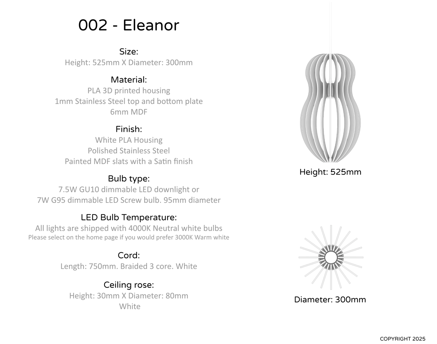 Ceiling Light - Vertical Slats - 002 Eleanor