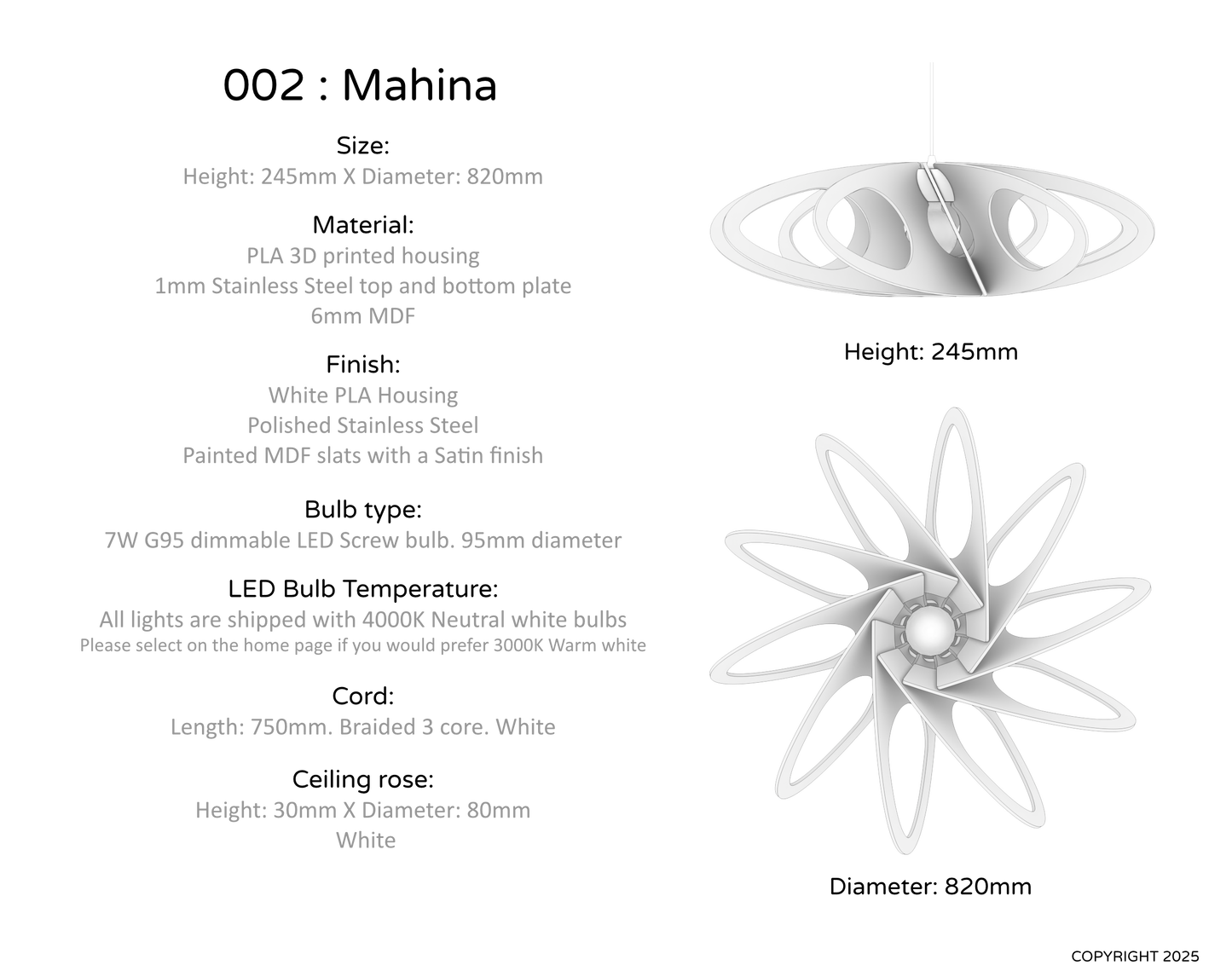 Ceiling Light - Slanted Slats - 002 Mahina