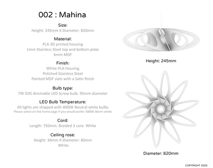 Ceiling Light - Slanted Slats - 002 Mahina