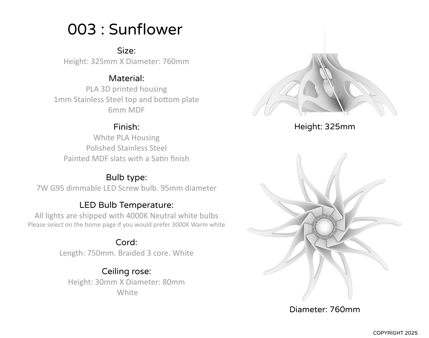 Ceiling Light - Slanted Slats - 003 Sunflower