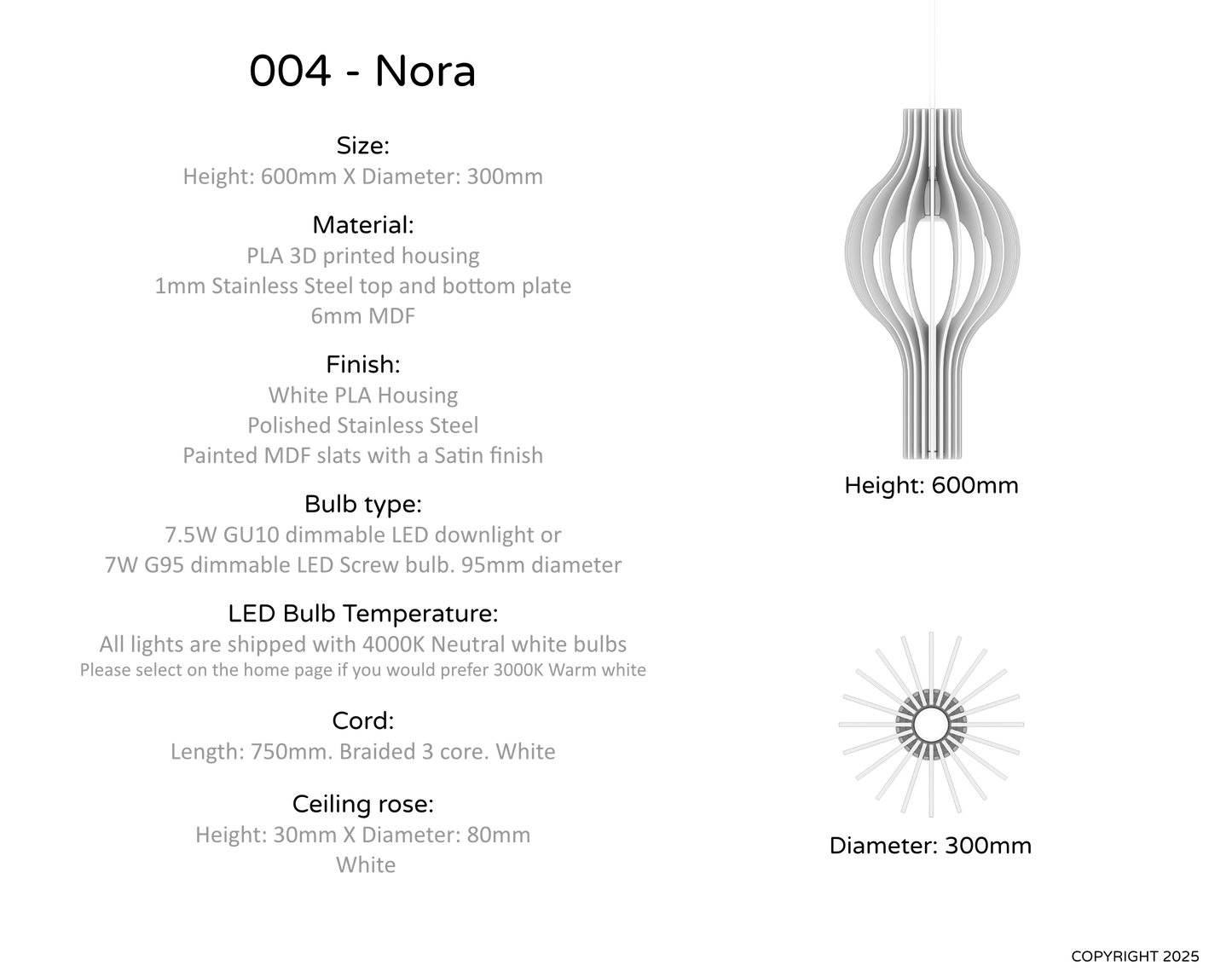 Ceiling Light - Vertical Slats - 004 Nora