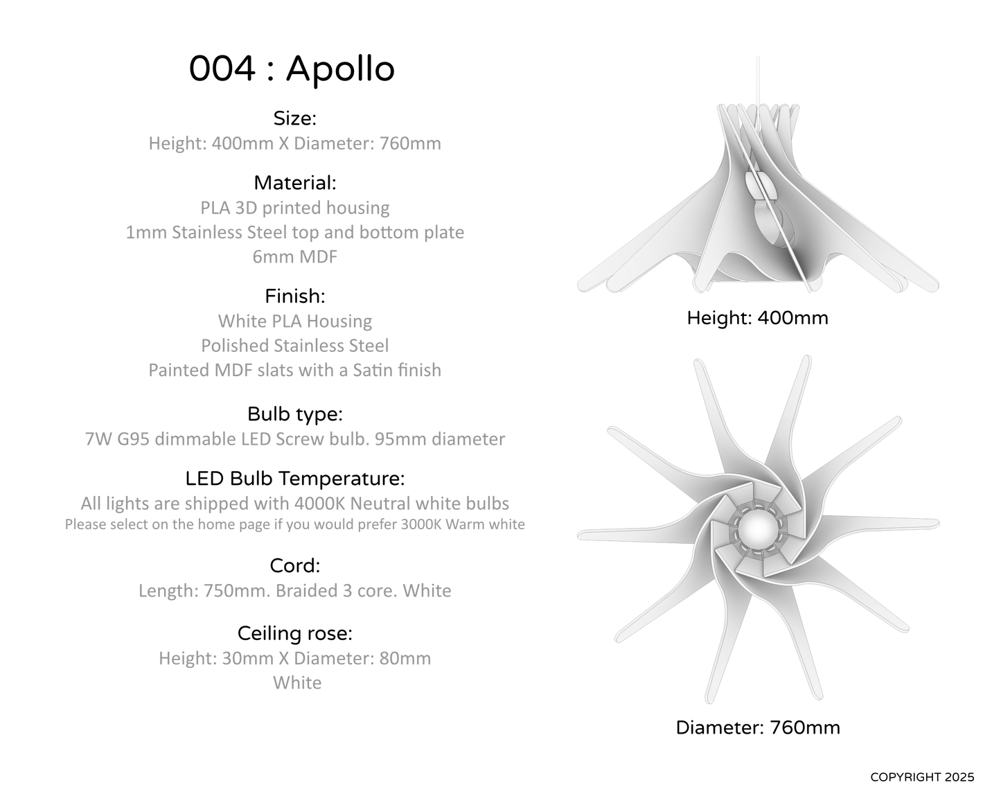 Ceiling Light - Slanted Slats - 004 Apollo