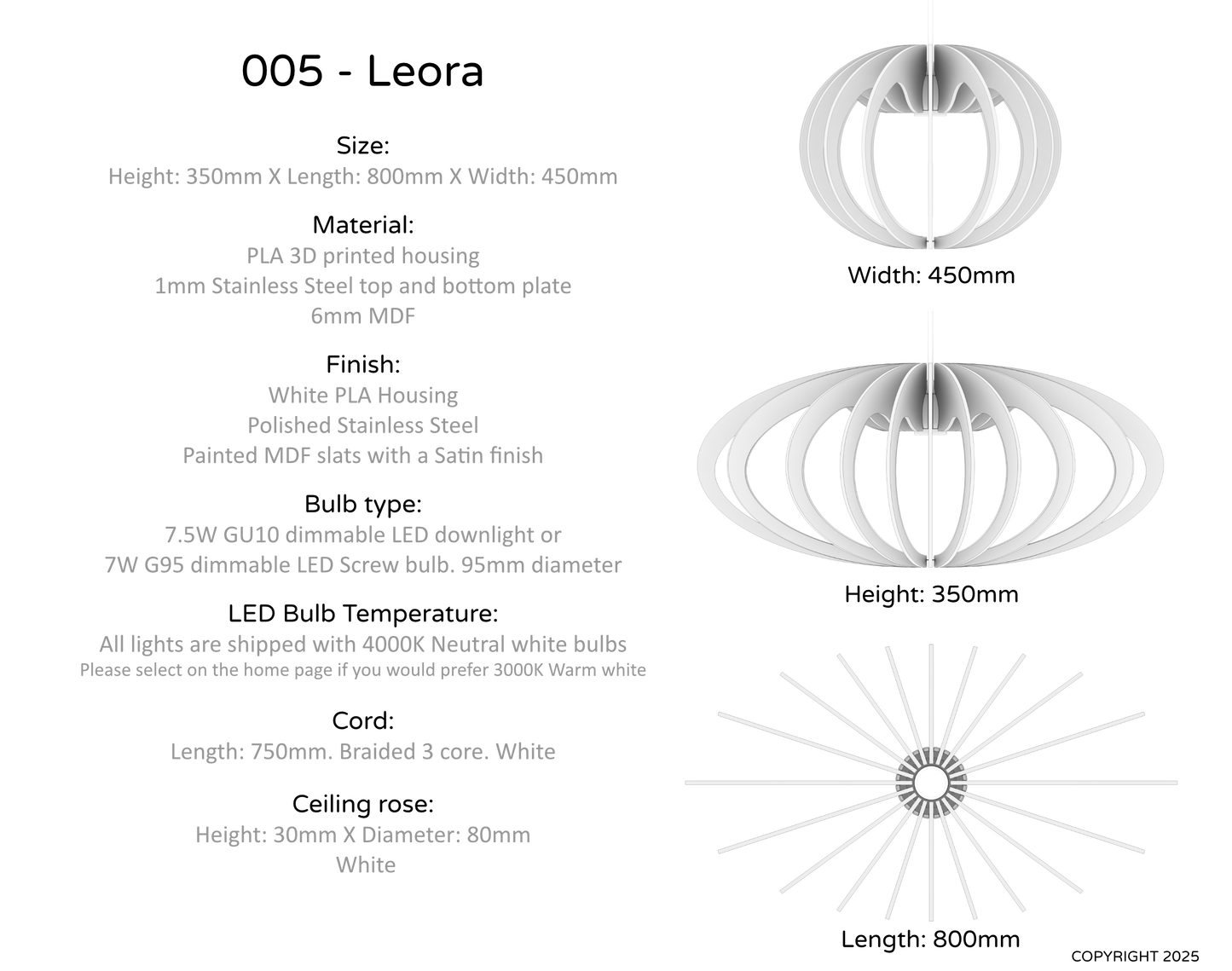 Ceiling Light - Vertical Slats - 005  Leora