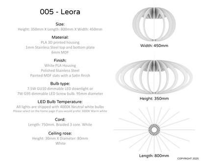 Ceiling Light - Vertical Slats - 005  Leora
