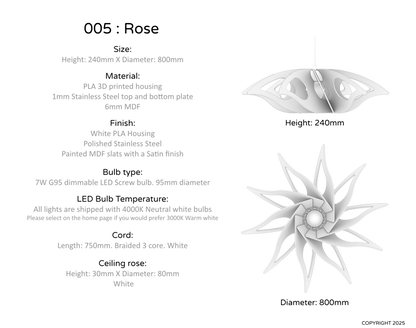 Ceiling Light - Slanted Slats - 005 Rose