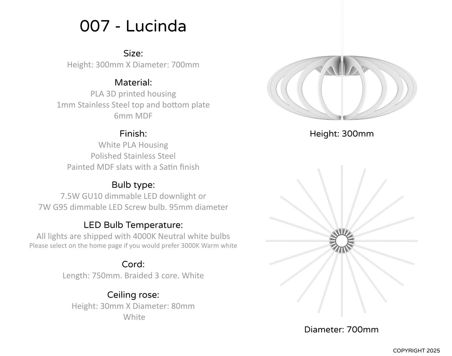 Ceiling Light - Vertical Slats - 007  Lucinda