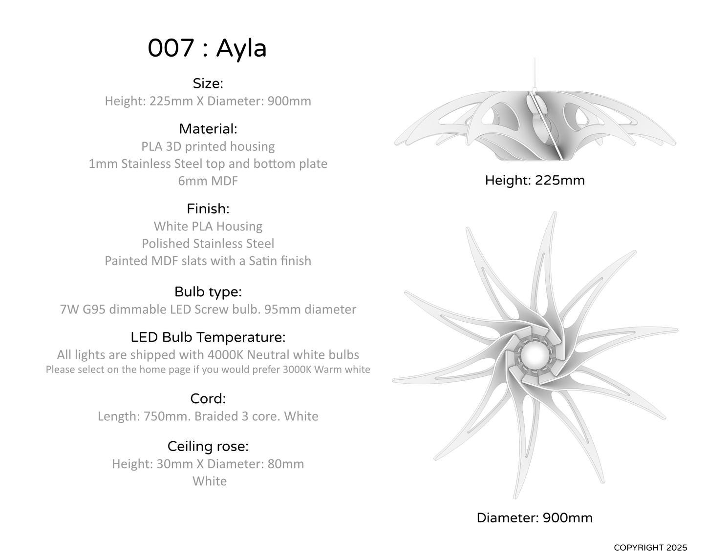 Ceiling Light - Slanted Slats - 007 Ayla