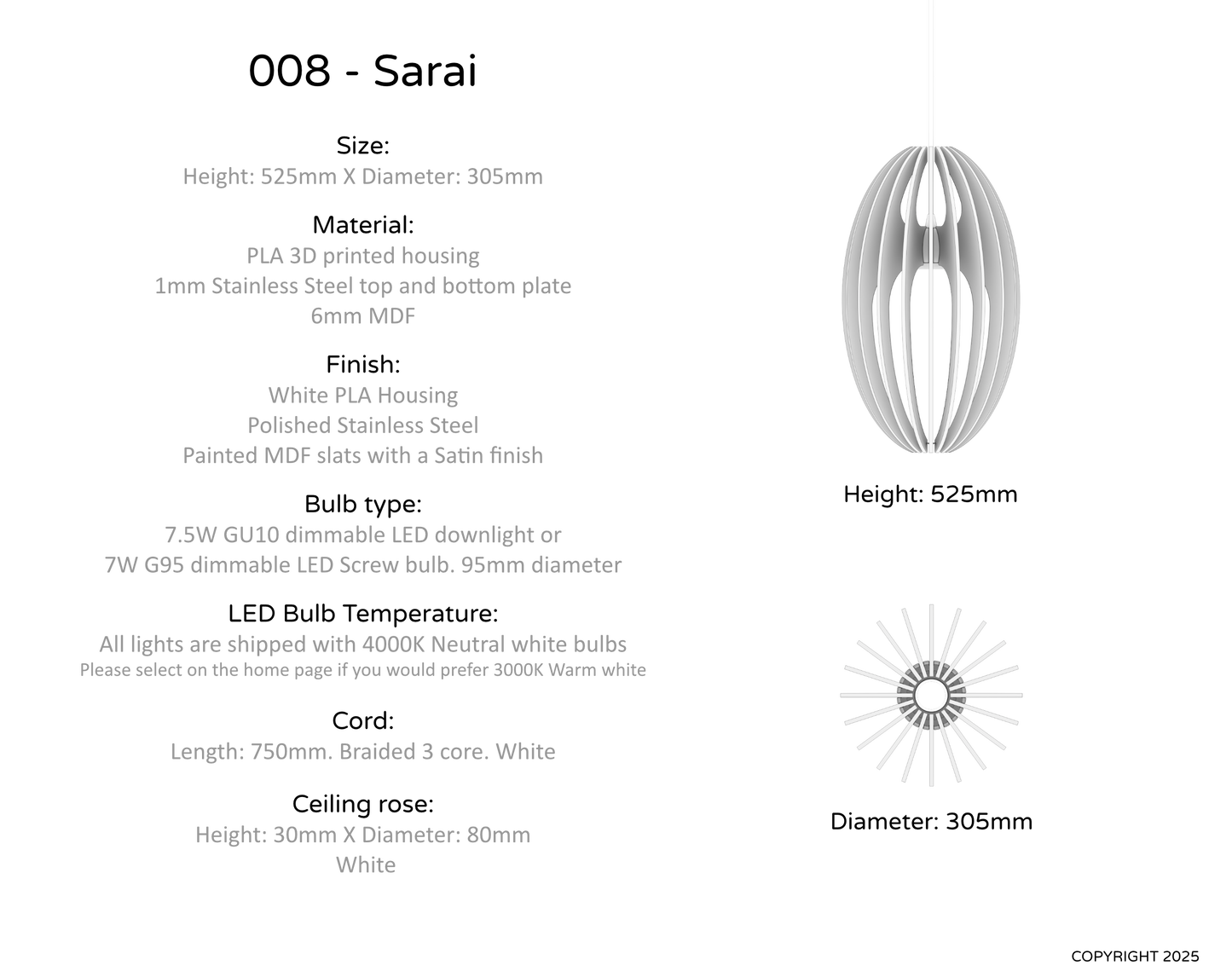 Ceiling Light - Vertical Slats - 008 Sarai