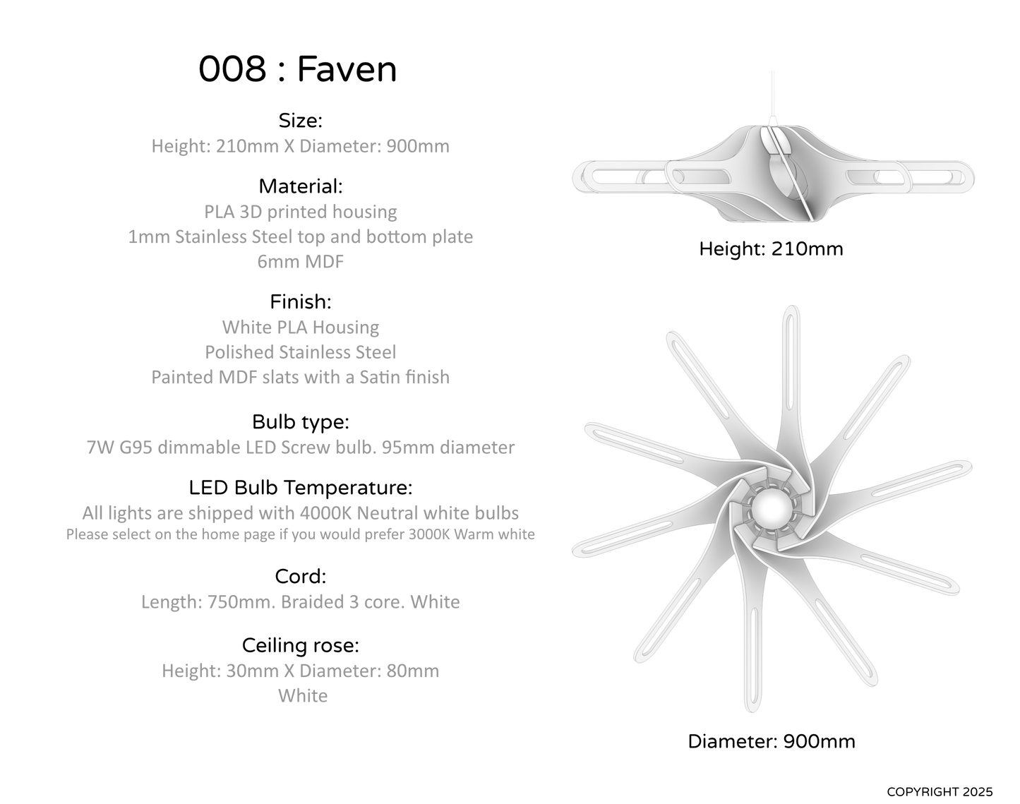 Ceiling Light - Slanted Slats - 008 Faven