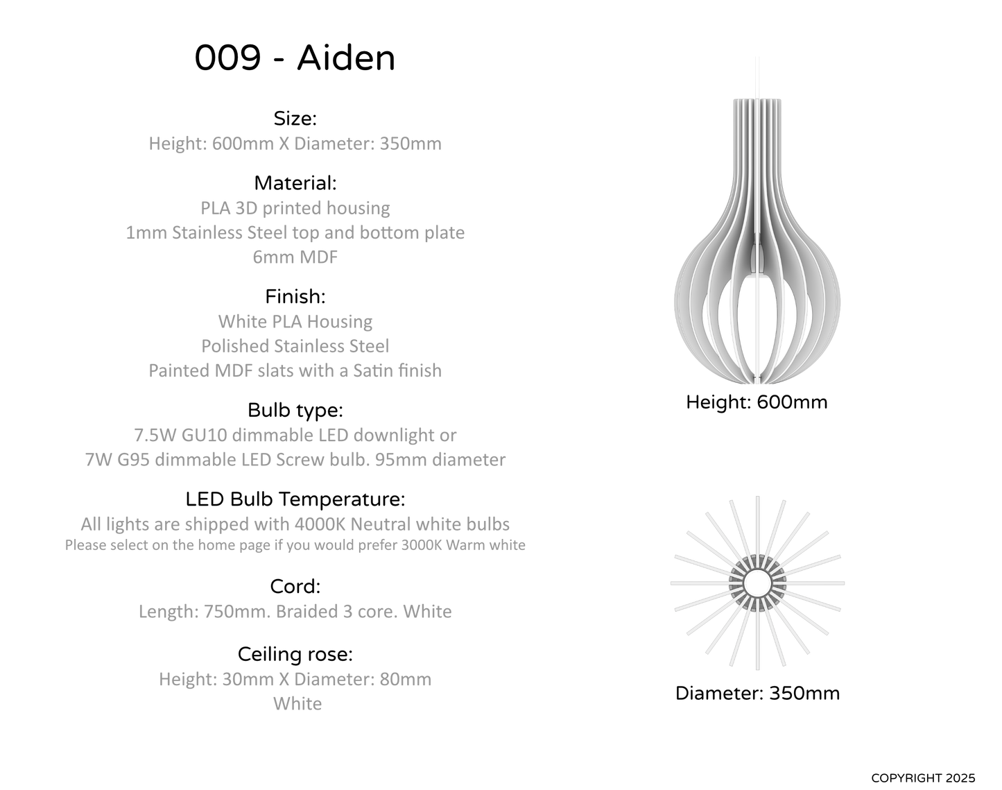 Ceiling Light - Vertical Slats - 009 Aiden