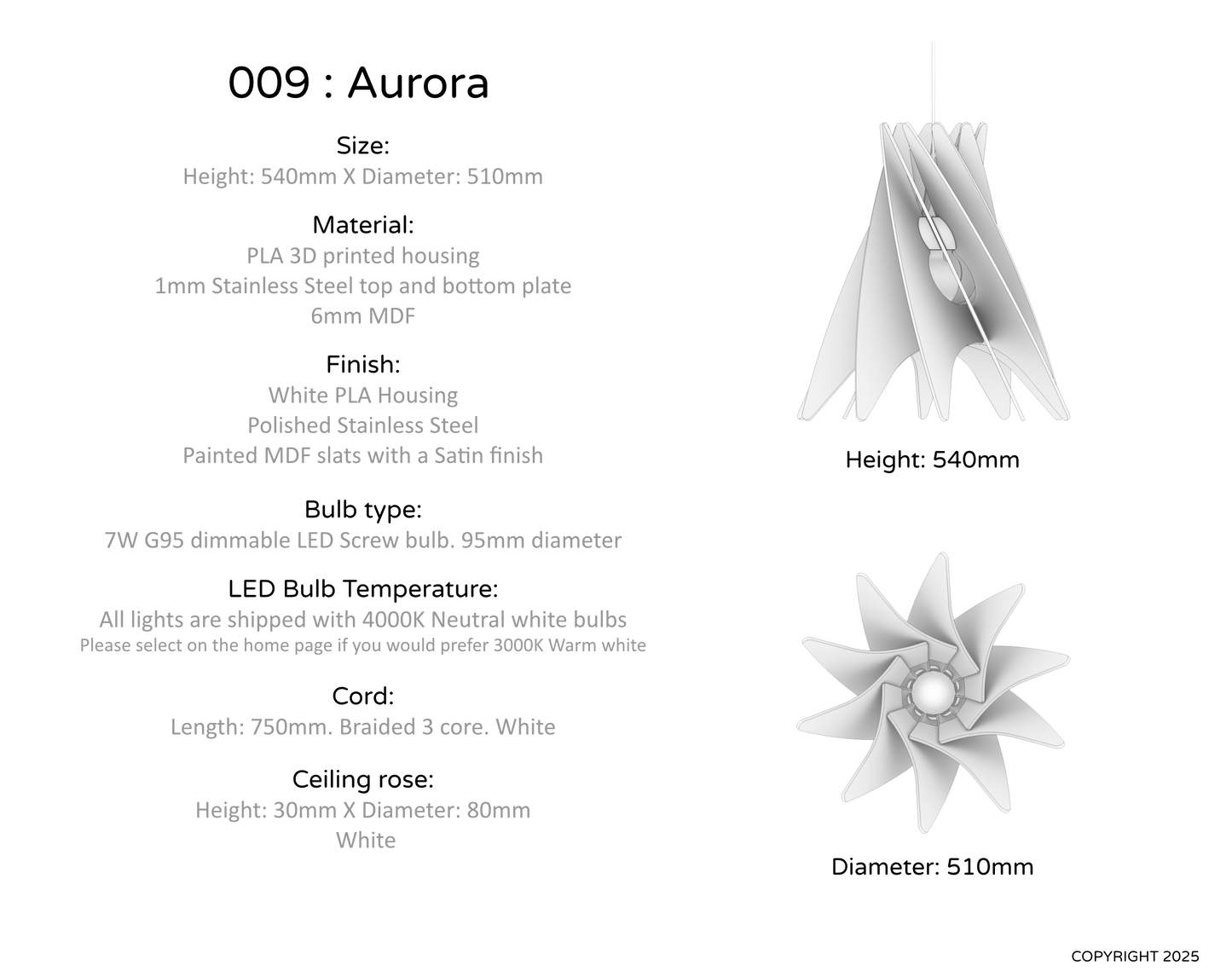 Ceiling Light - Slanted Slats - 009 Aurora