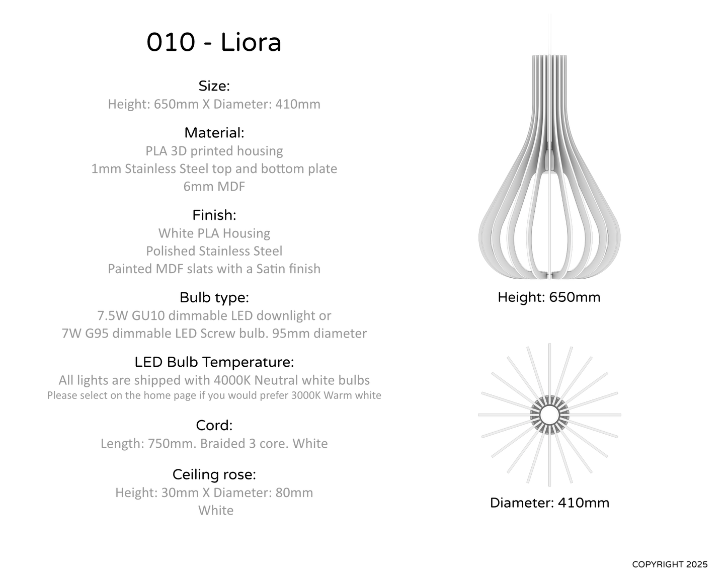 Ceiling Light - Vertical Slats - 010 Liora