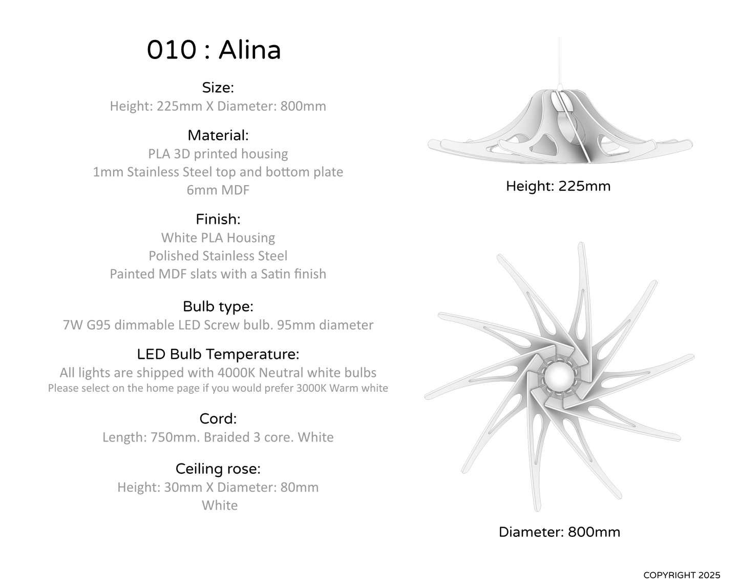 Ceiling Light - Slanted Slats - 010 Alina