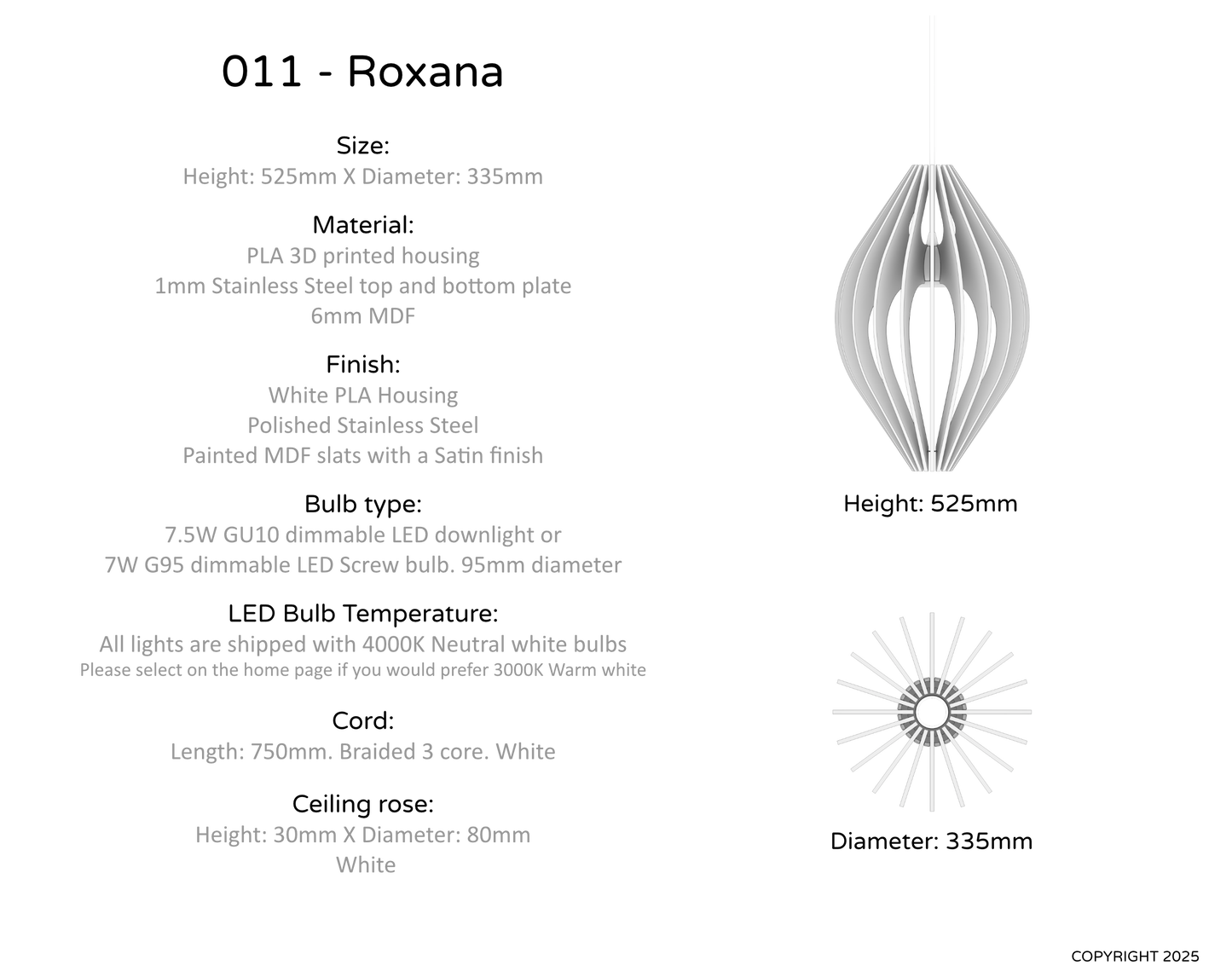 Ceiling Light - Vertical Slats - 011 Roxana