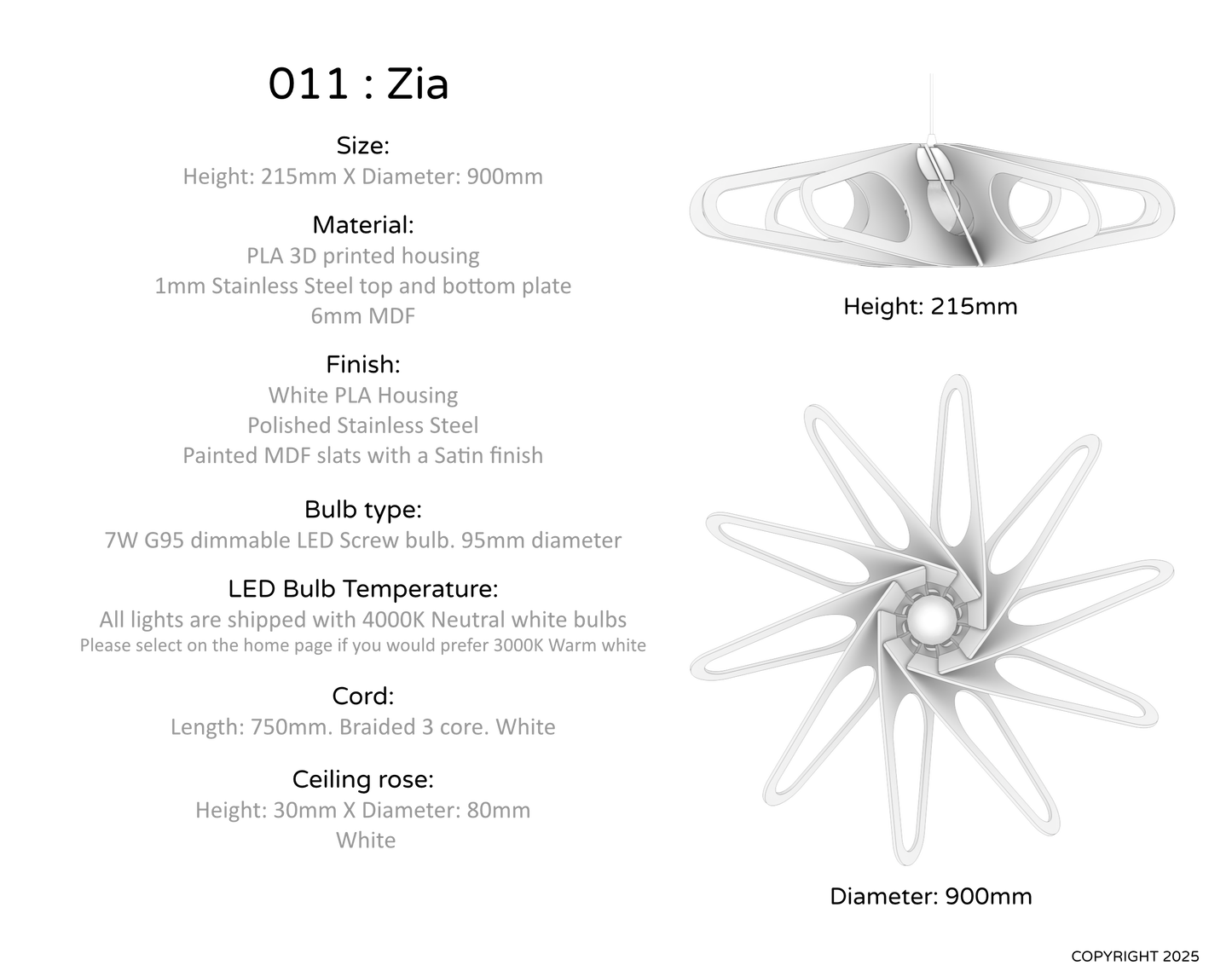 Ceiling Light - Slanted Slats - 011 Zia