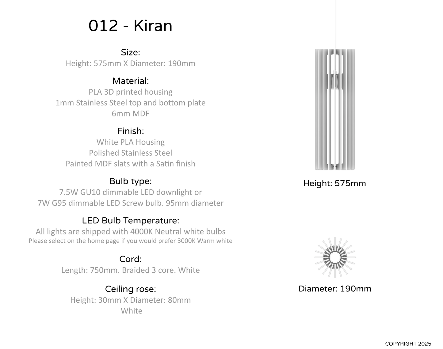 Ceiling Light - Vertical Slats - 012 Kiran