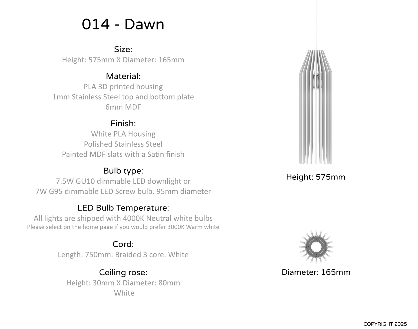 Ceiling Light - Vertical Slats - 014 Dawn