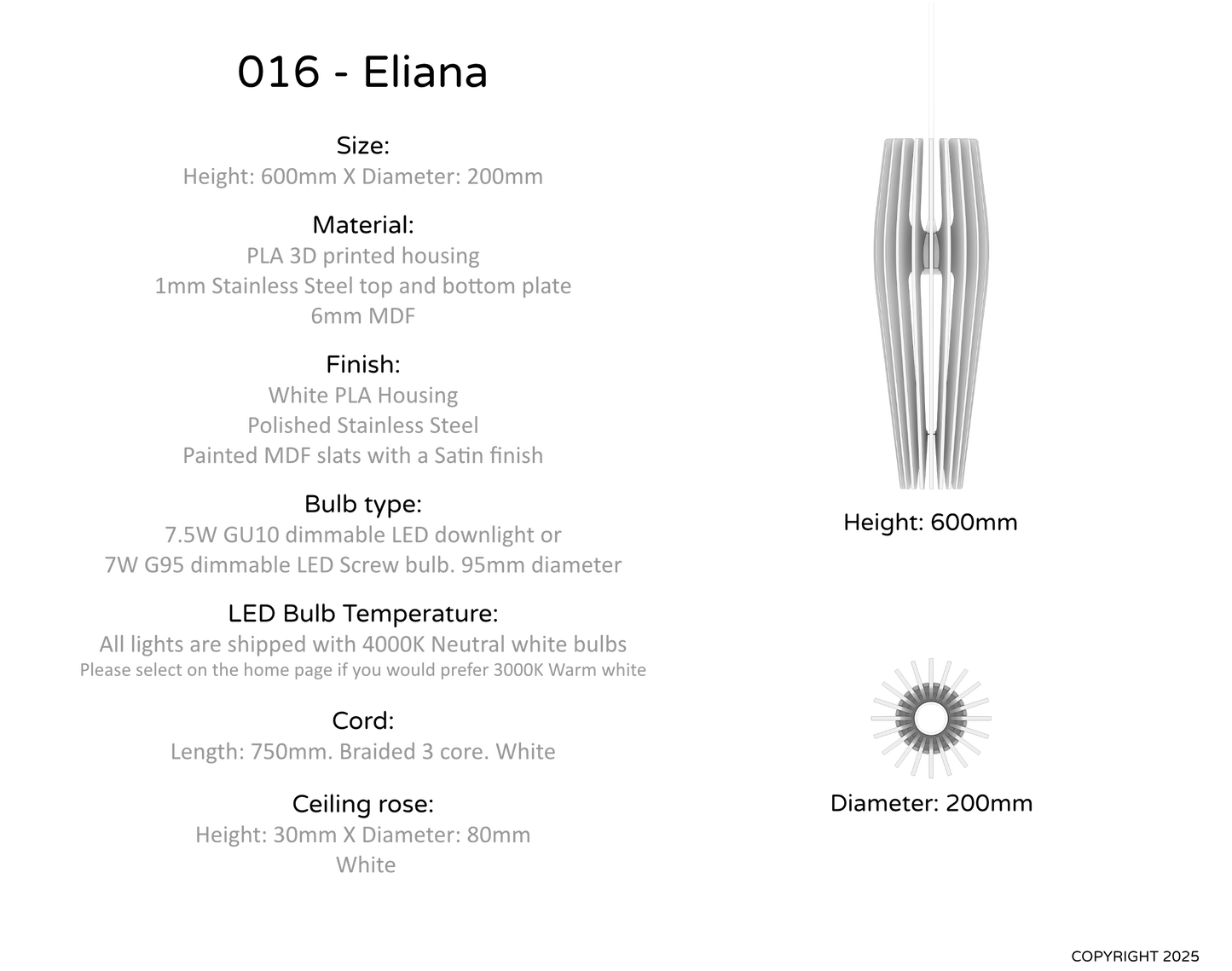 Ceiling Light - Vertical Slats - 016 Eliana