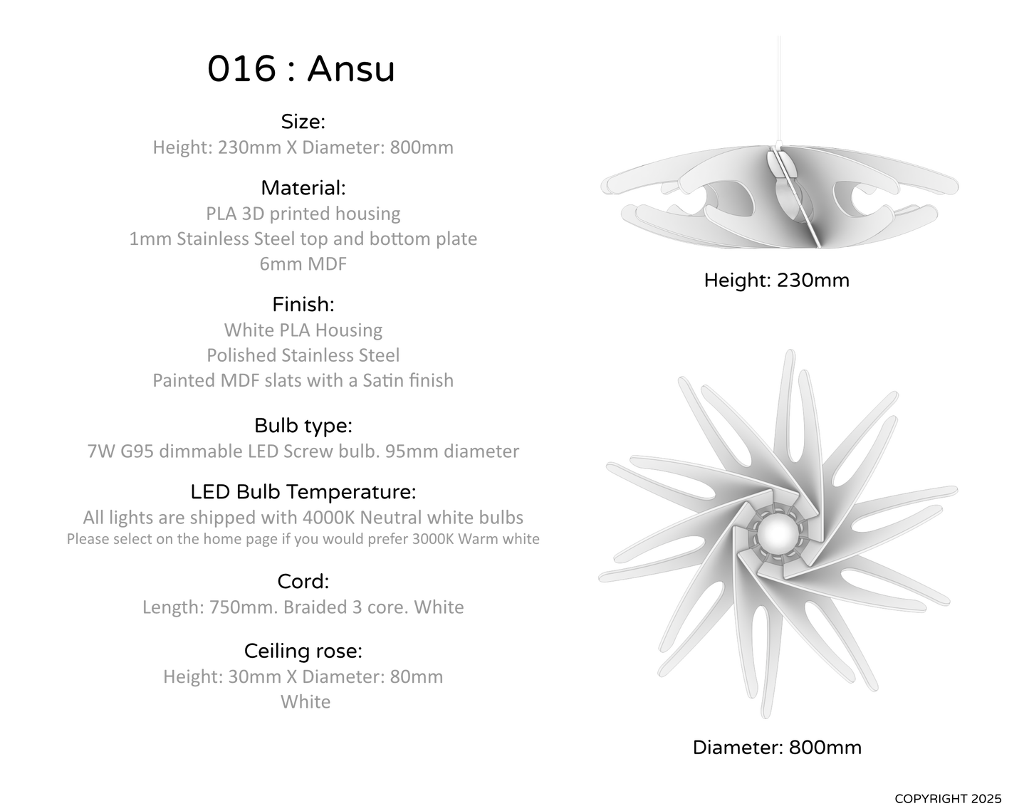 Ceiling Light - Slanted Slats - 016 Ansu