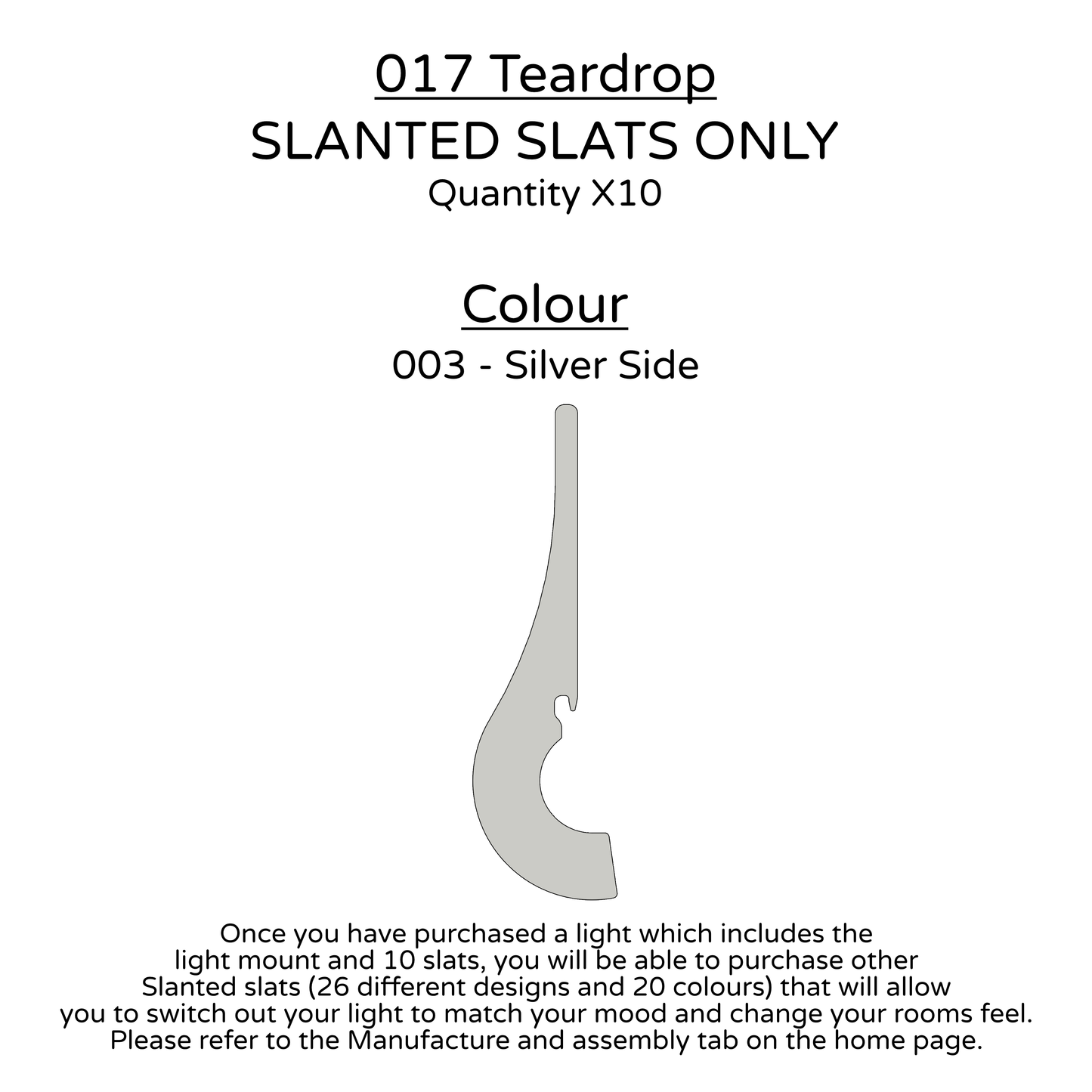 Ceiling Light - Slanted Slats - 017 Teardrop