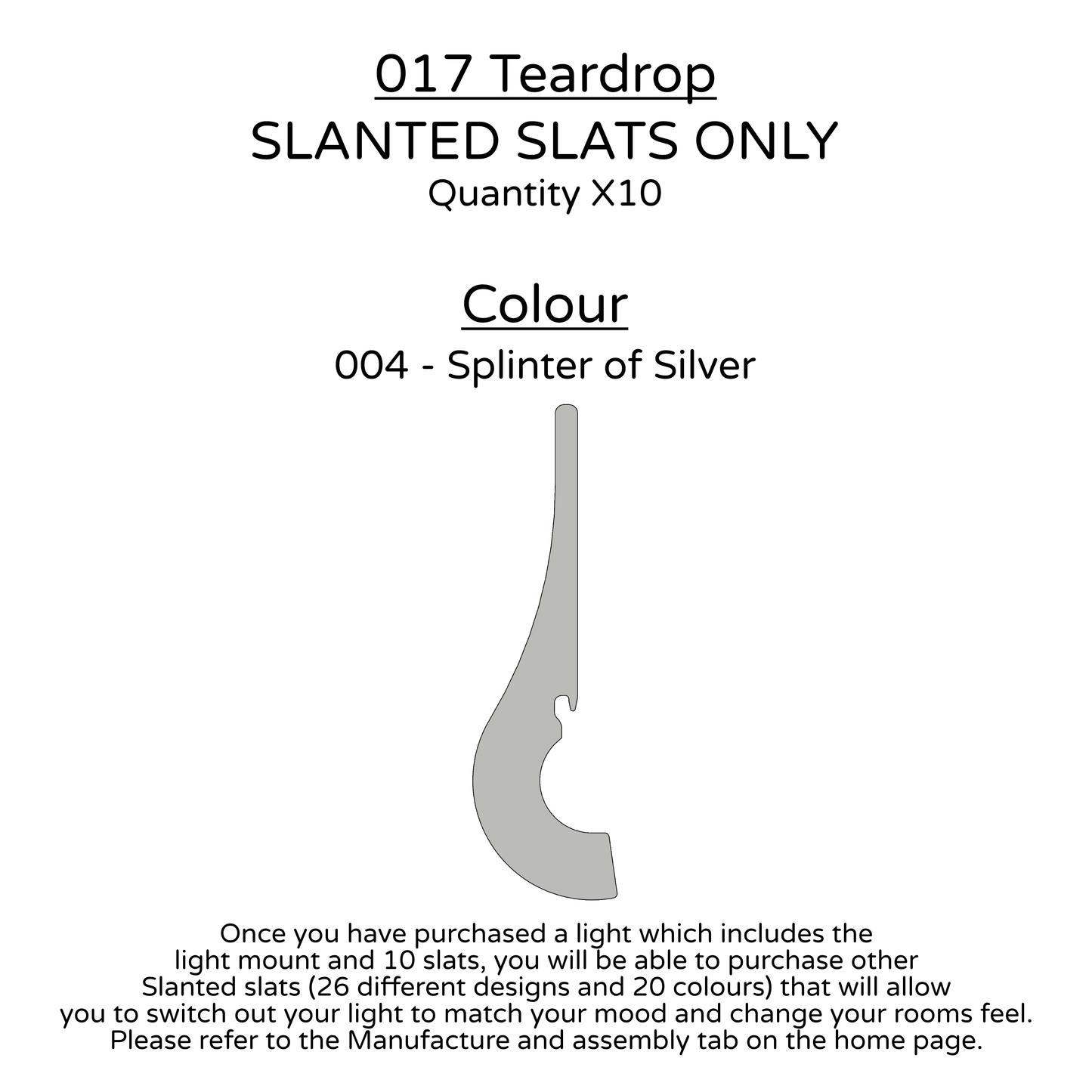 Ceiling Light - Slanted Slats - 017 Teardrop