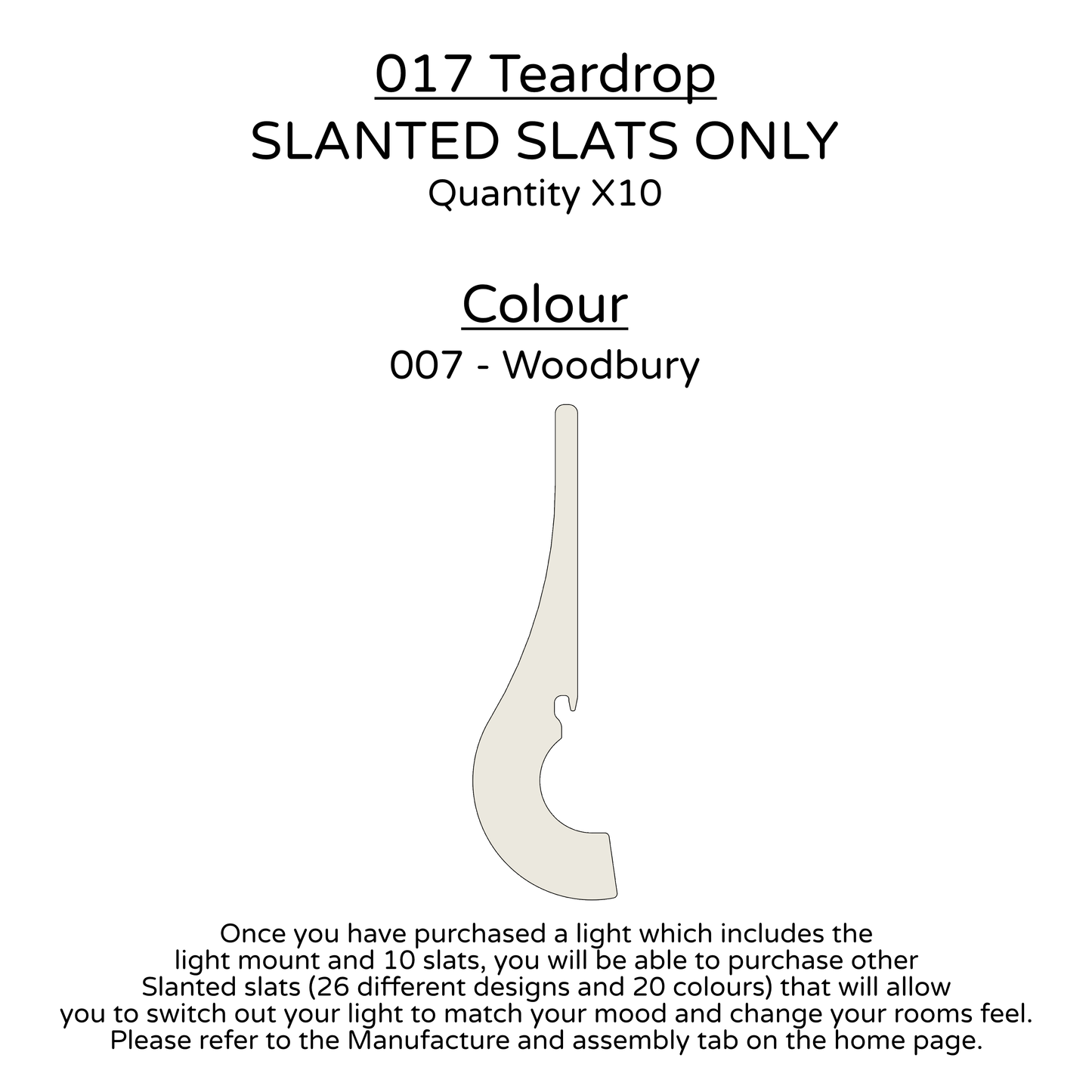 Ceiling Light - Slanted Slats - 017 Teardrop