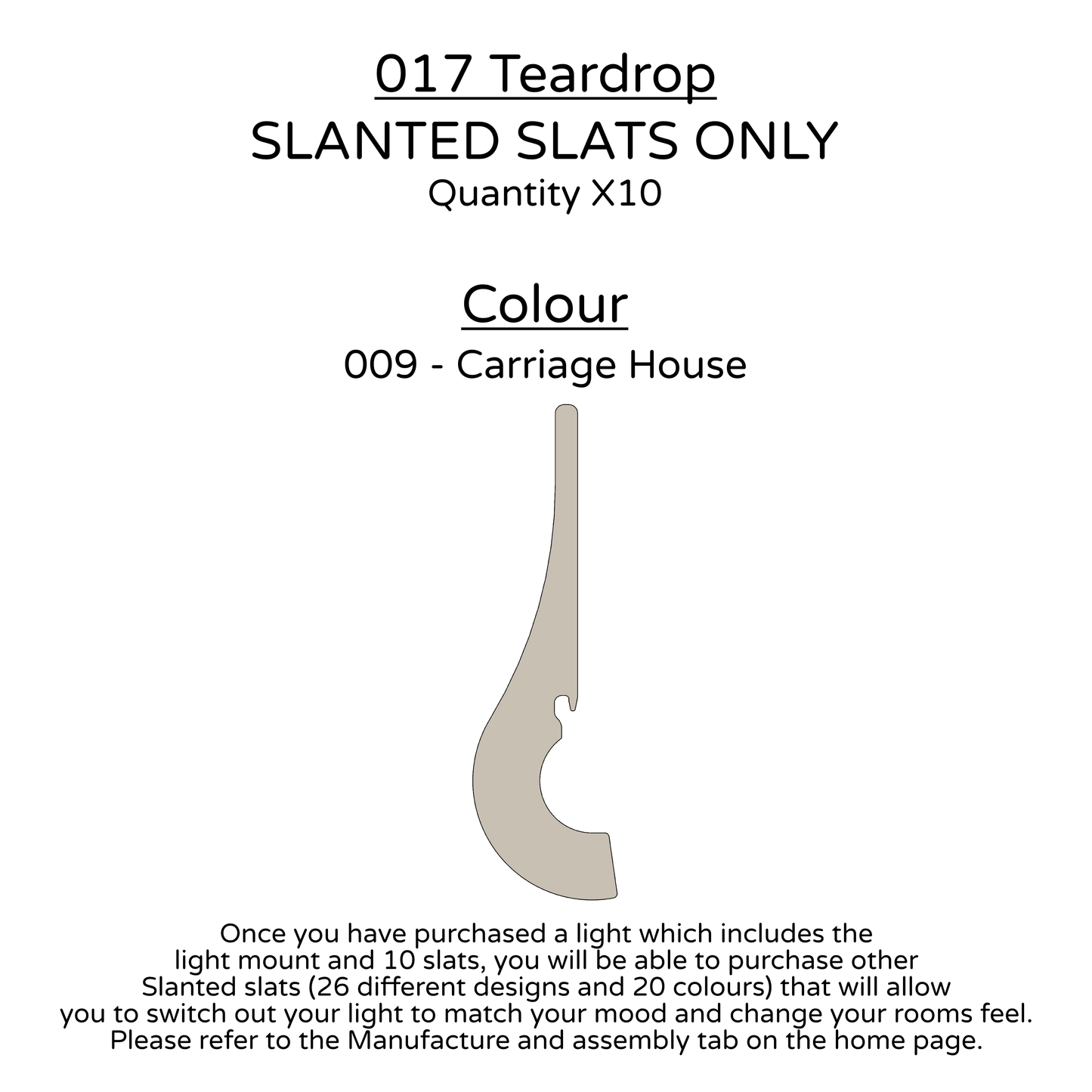 Ceiling Light - Slanted Slats - 017 Teardrop