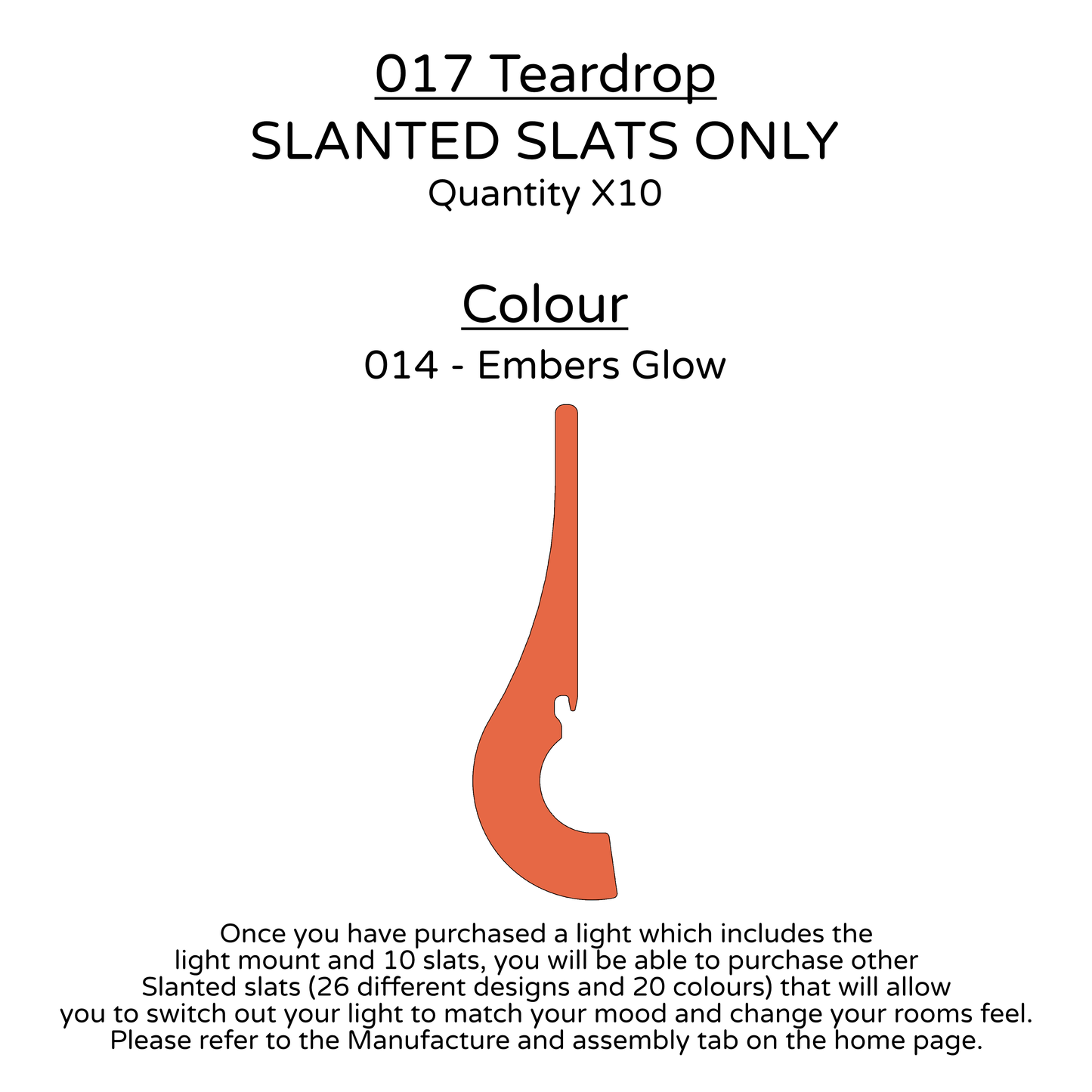 Ceiling Light - Slanted Slats - 017 Teardrop