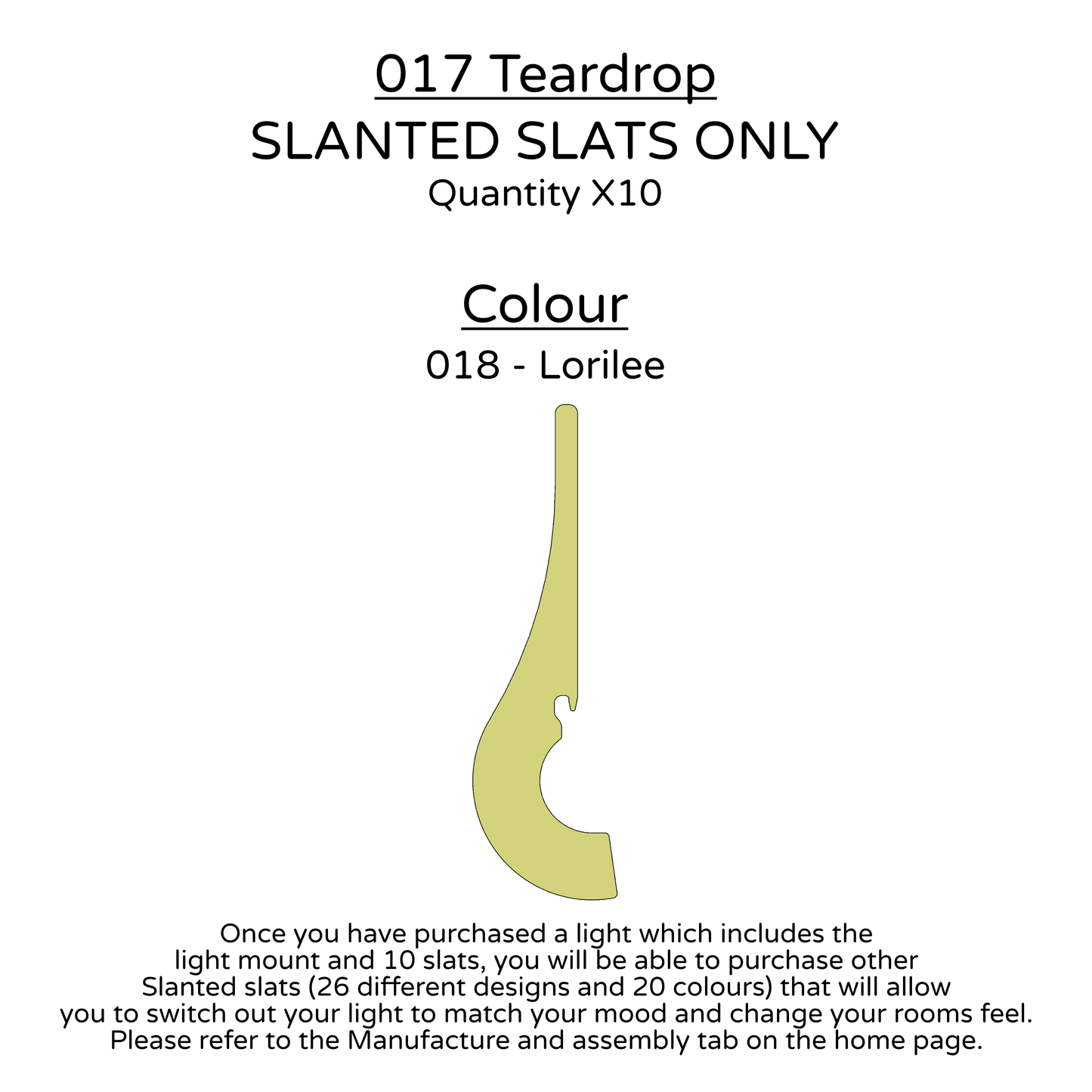 Ceiling Light - Slanted Slats - 017 Teardrop