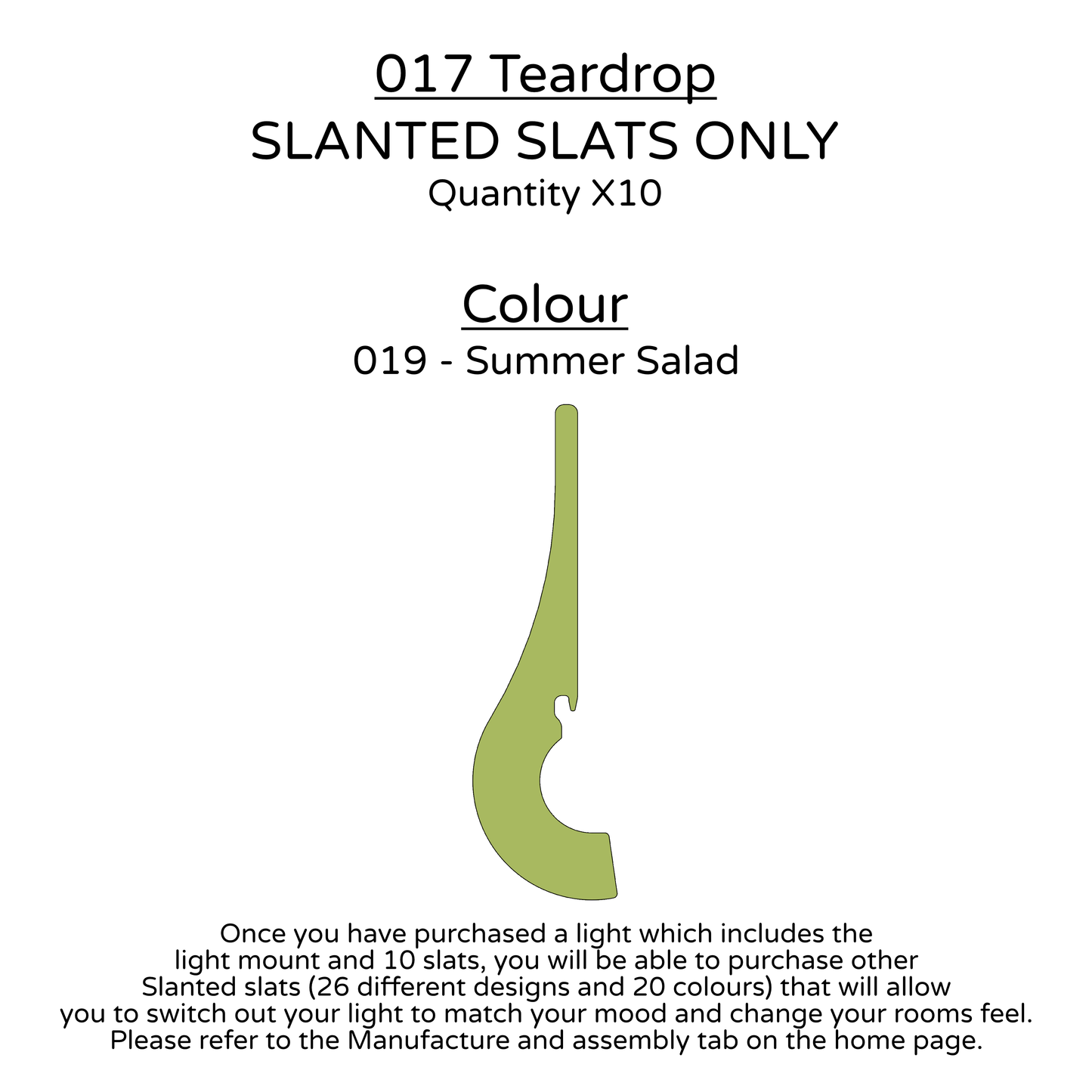 Ceiling Light - Slanted Slats - 017 Teardrop