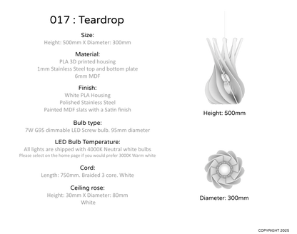 Ceiling Light - Slanted Slats - 017 Teardrop