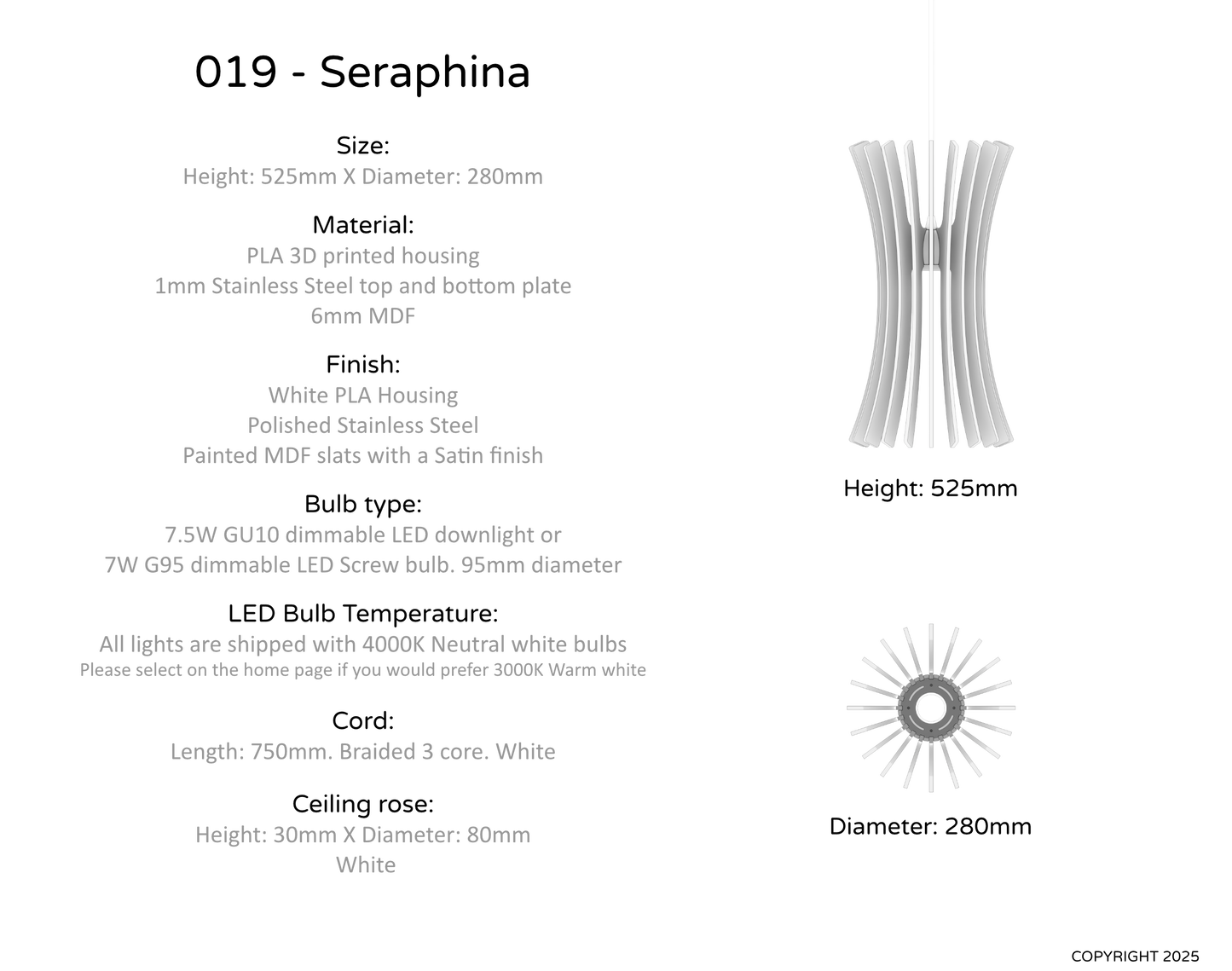 Ceiling Light - Vertical Slats - 019 Seraphina