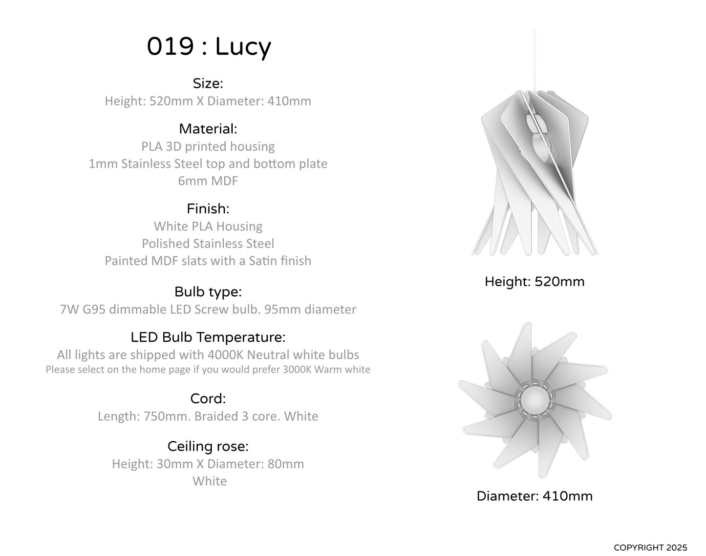 Ceiling Light - Slanted Slats - 019 Lucy