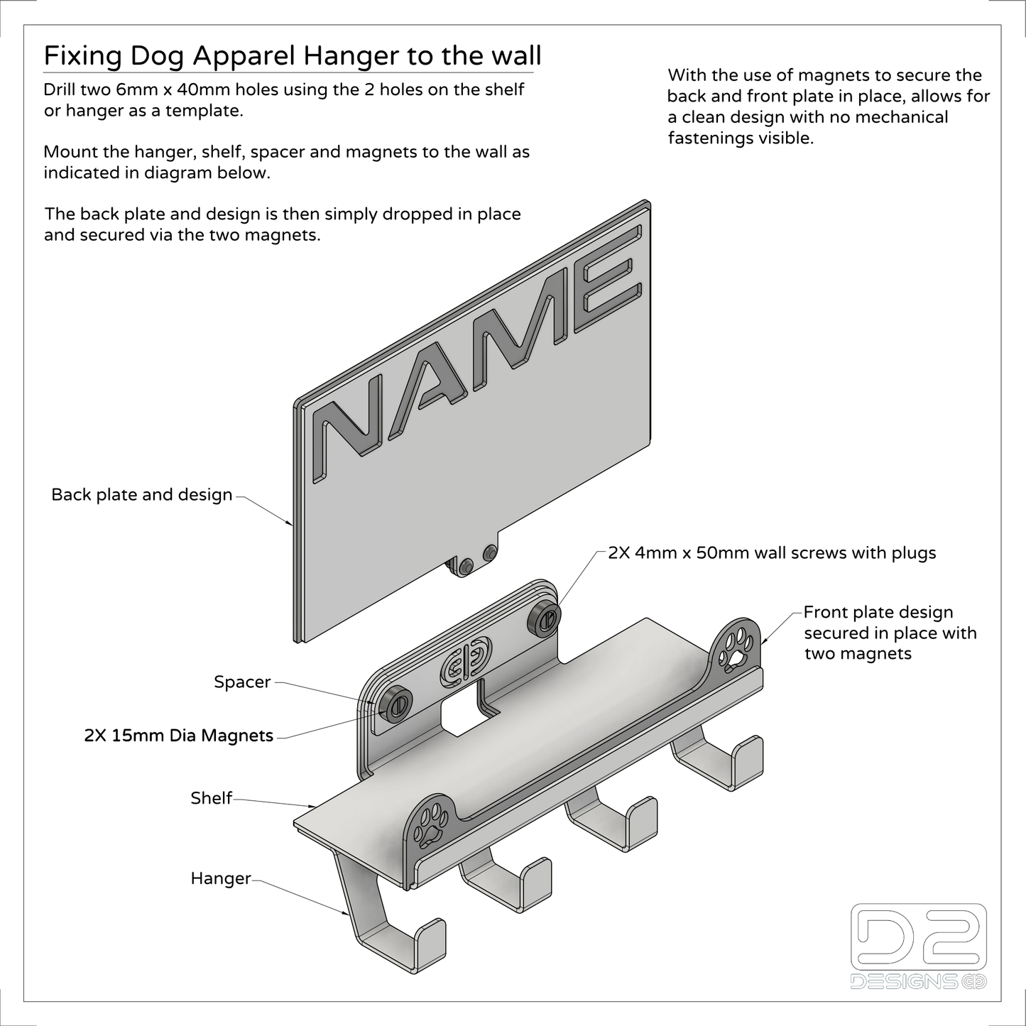 Dog Apparel Hanger - 01 - Personalized - One Dog