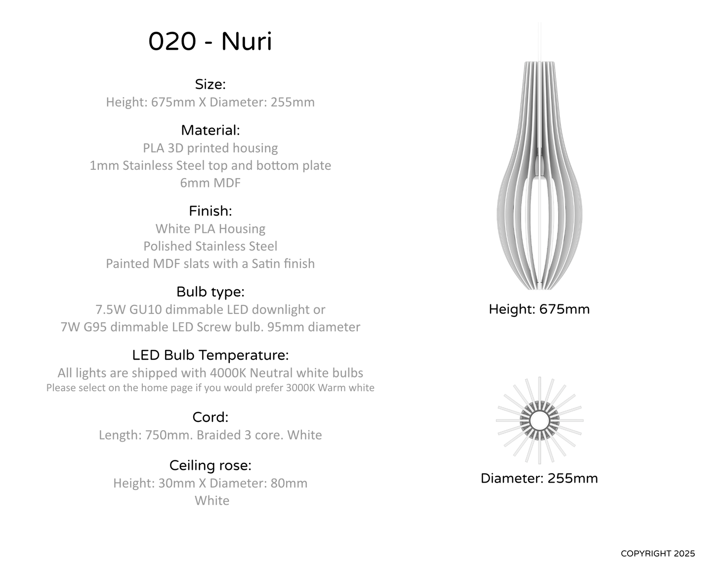 Ceiling Light - Vertical Slats - 020 Nuri
