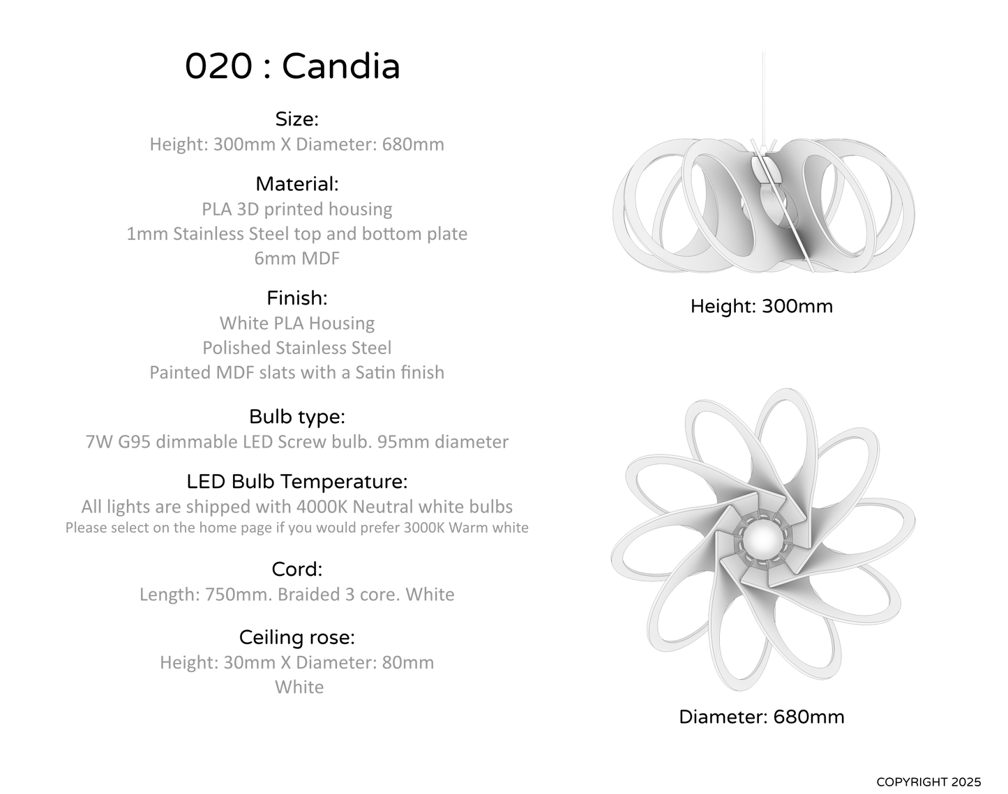 Ceiling Light - Slanted Slats - 020 Candia