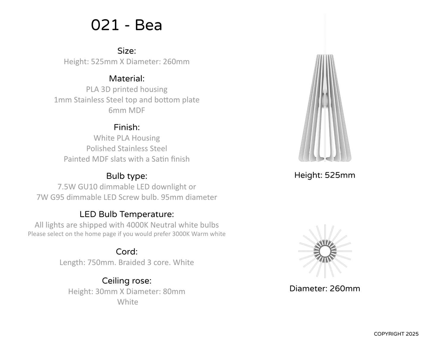 Ceiling Light - Vertical Slats - 021 Bea