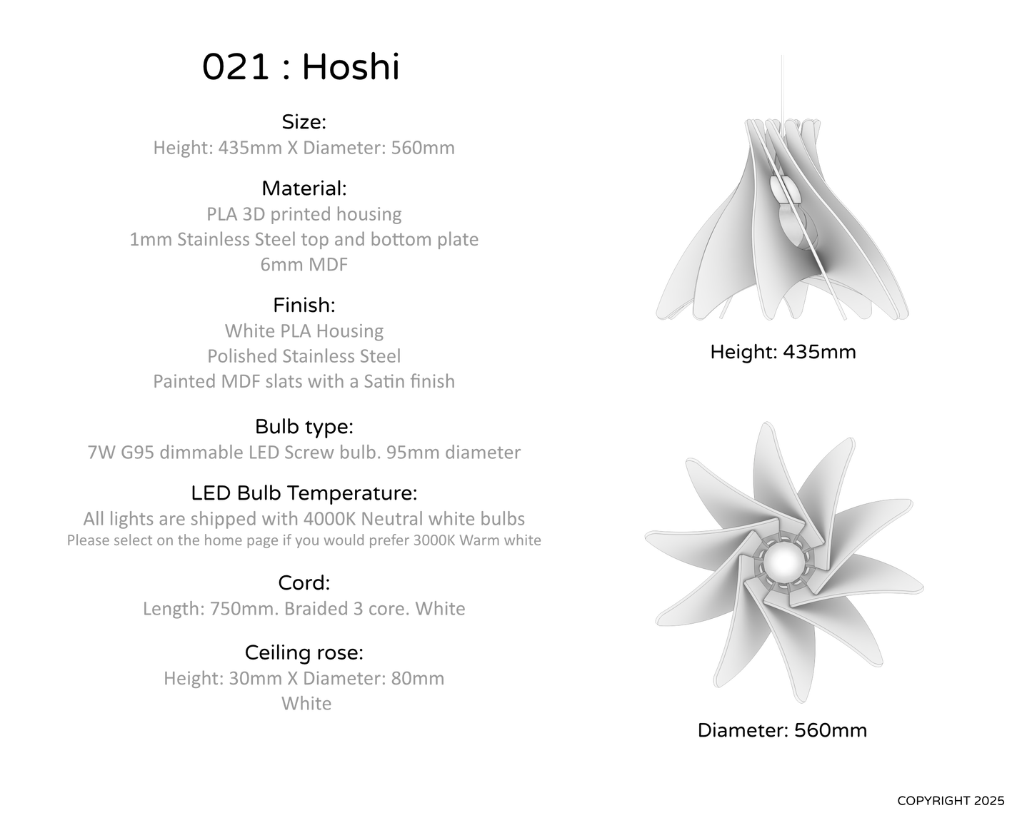 Ceiling Light - Slanted Slats - 021 Hoshi