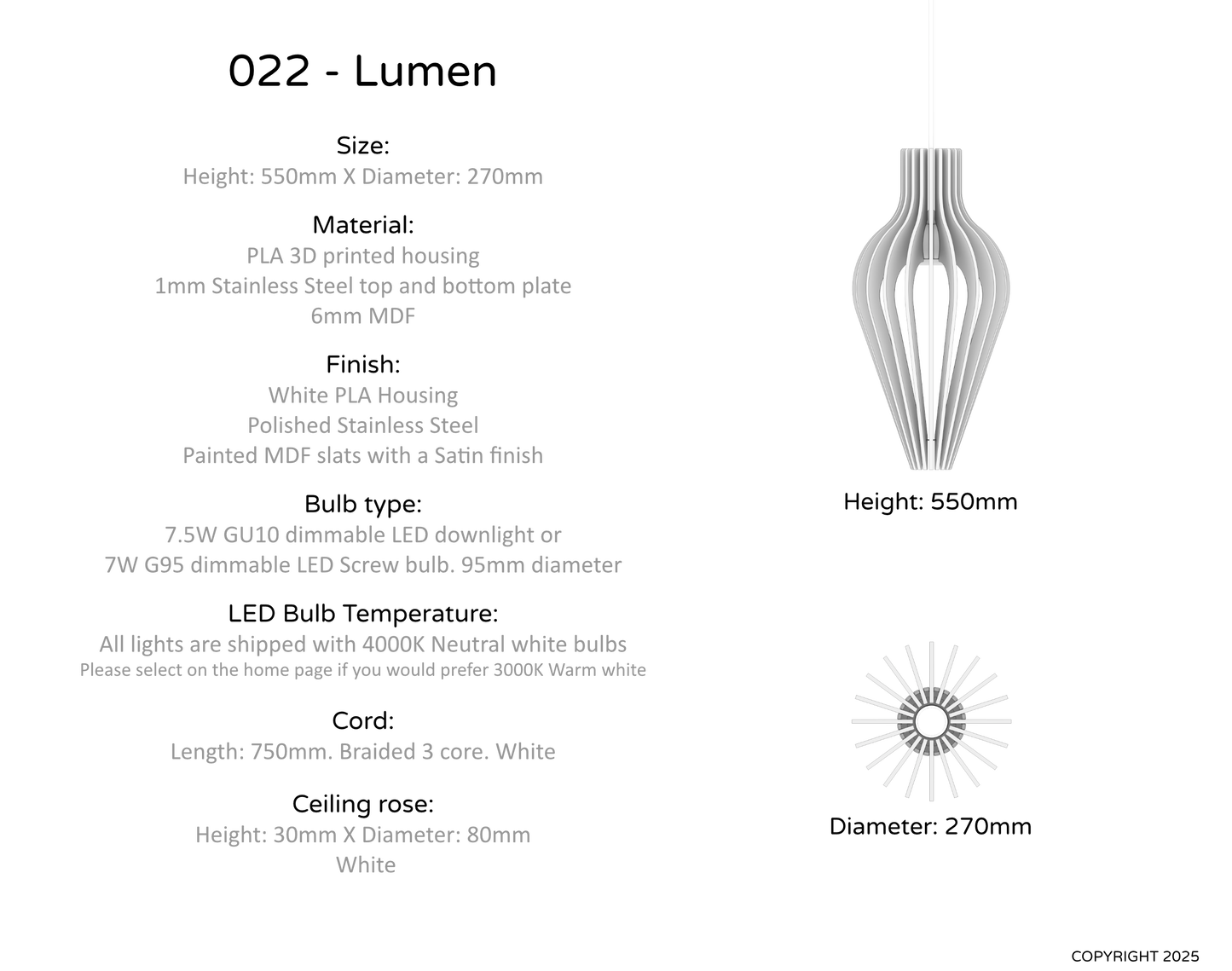 Ceiling Light - Vertical Slats - 022 Lumen
