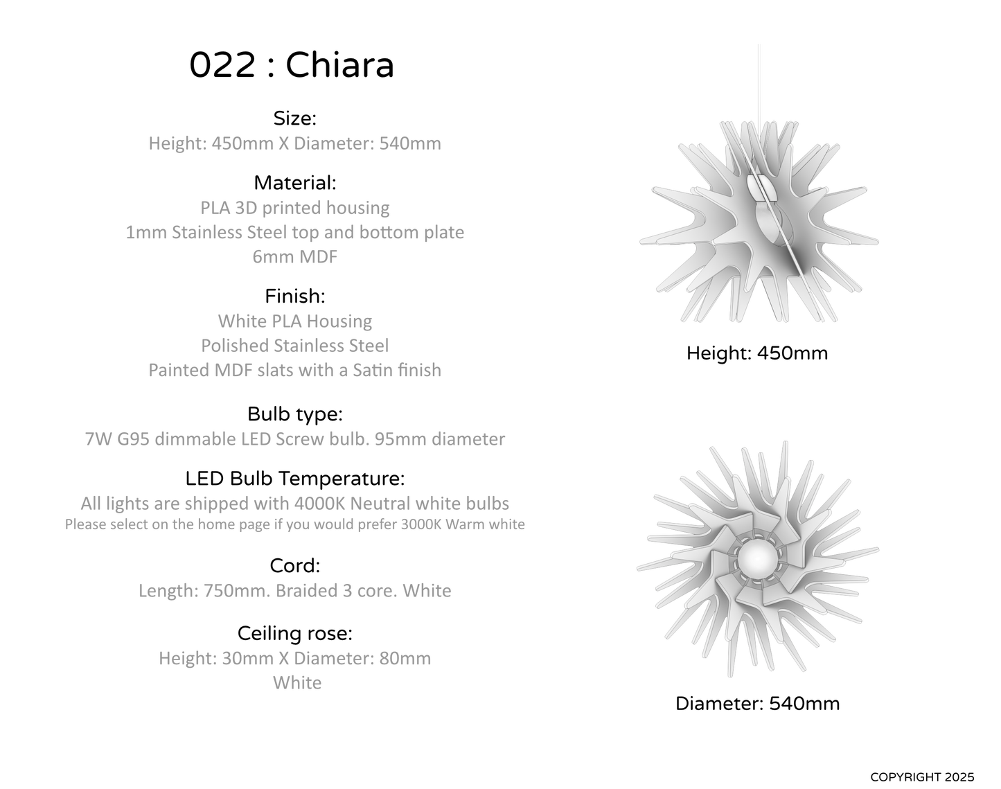 Ceiling Light - Slanted Slats - 022 Chiara