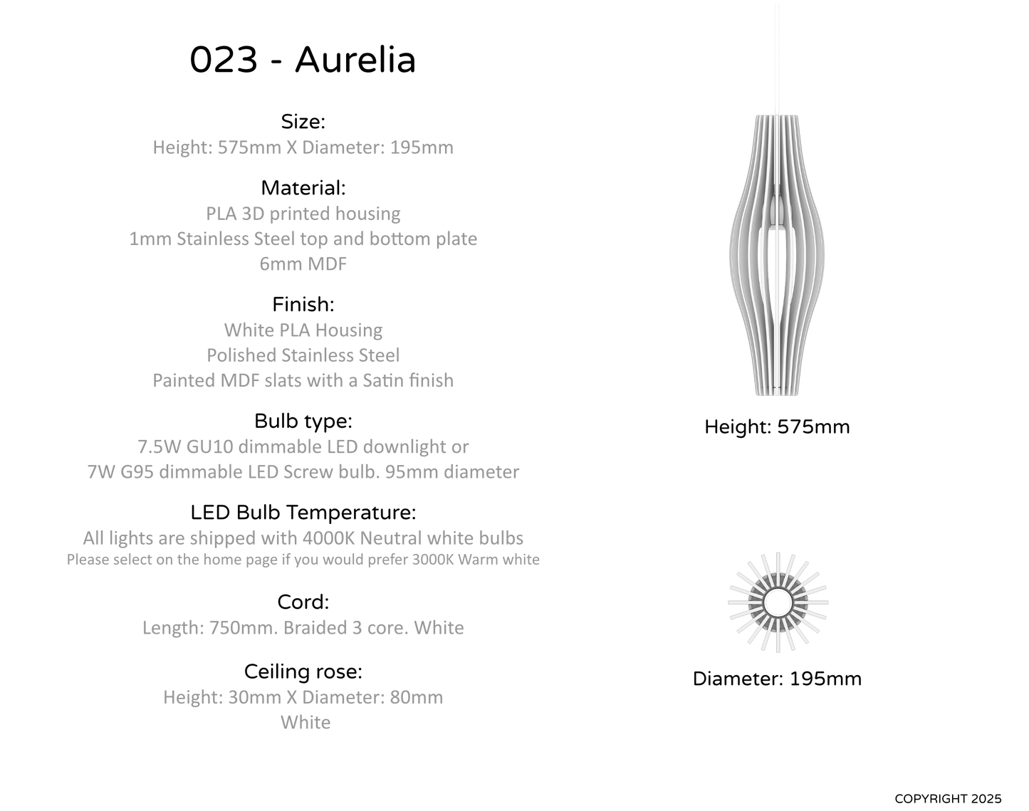 Ceiling Light - Vertical Slats - 023 Aurelia