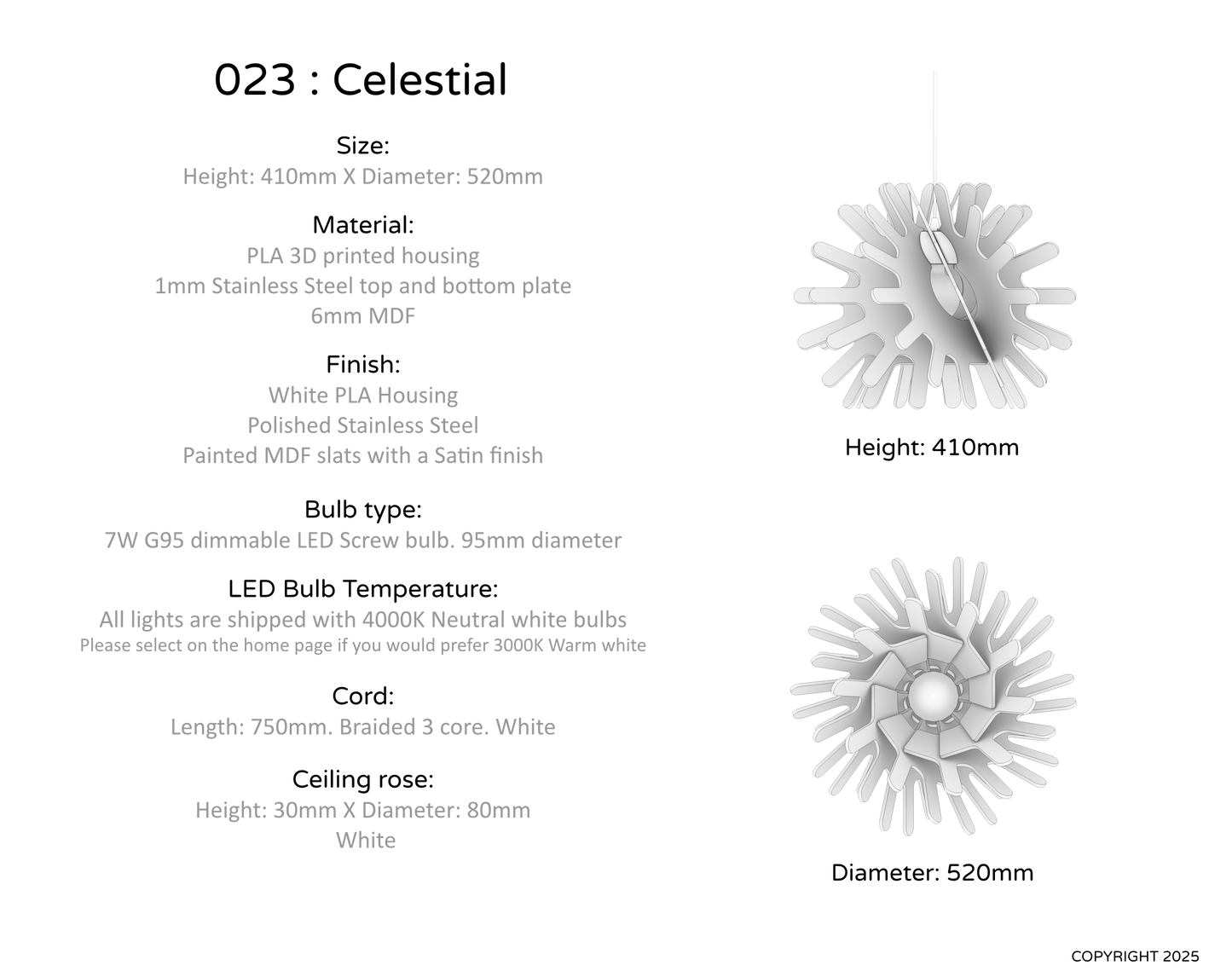 Ceiling Light - Slanted Slats - 023 Celestial