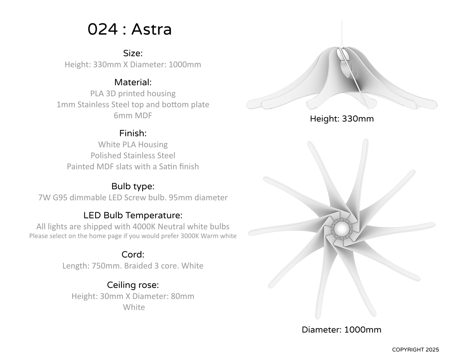 Ceiling Light - Slanted Slats - 024 Astra