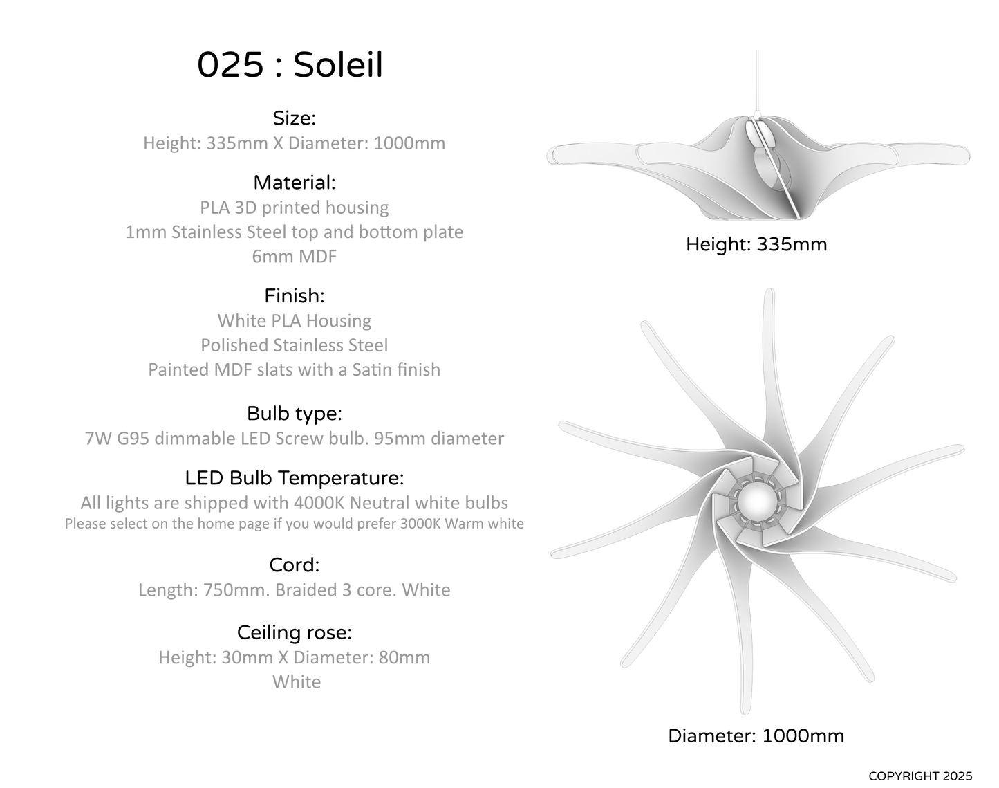 Ceiling Light - Slanted Slats - 025 Soleil