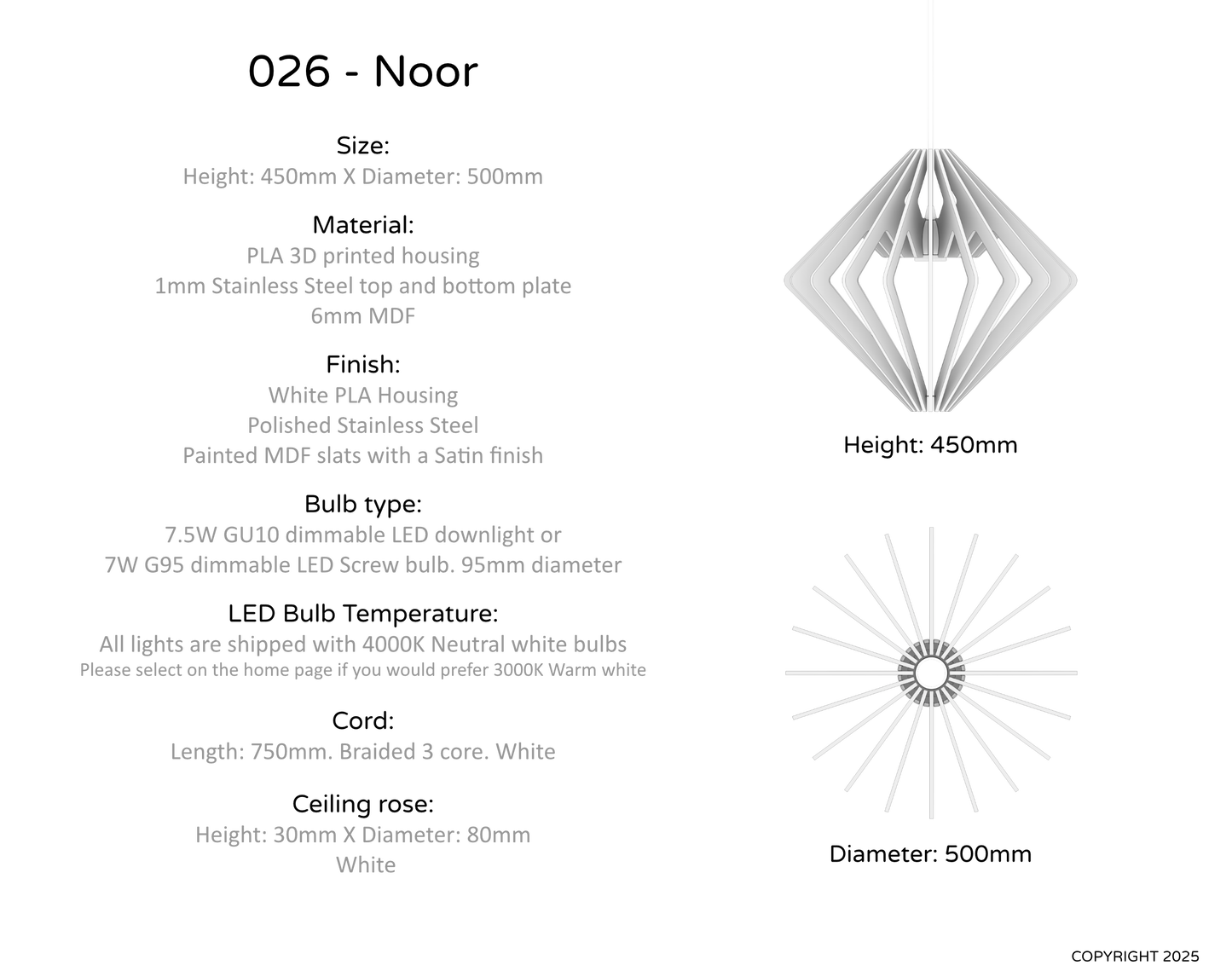 Ceiling Light - Vertical Slats - 026 Noor