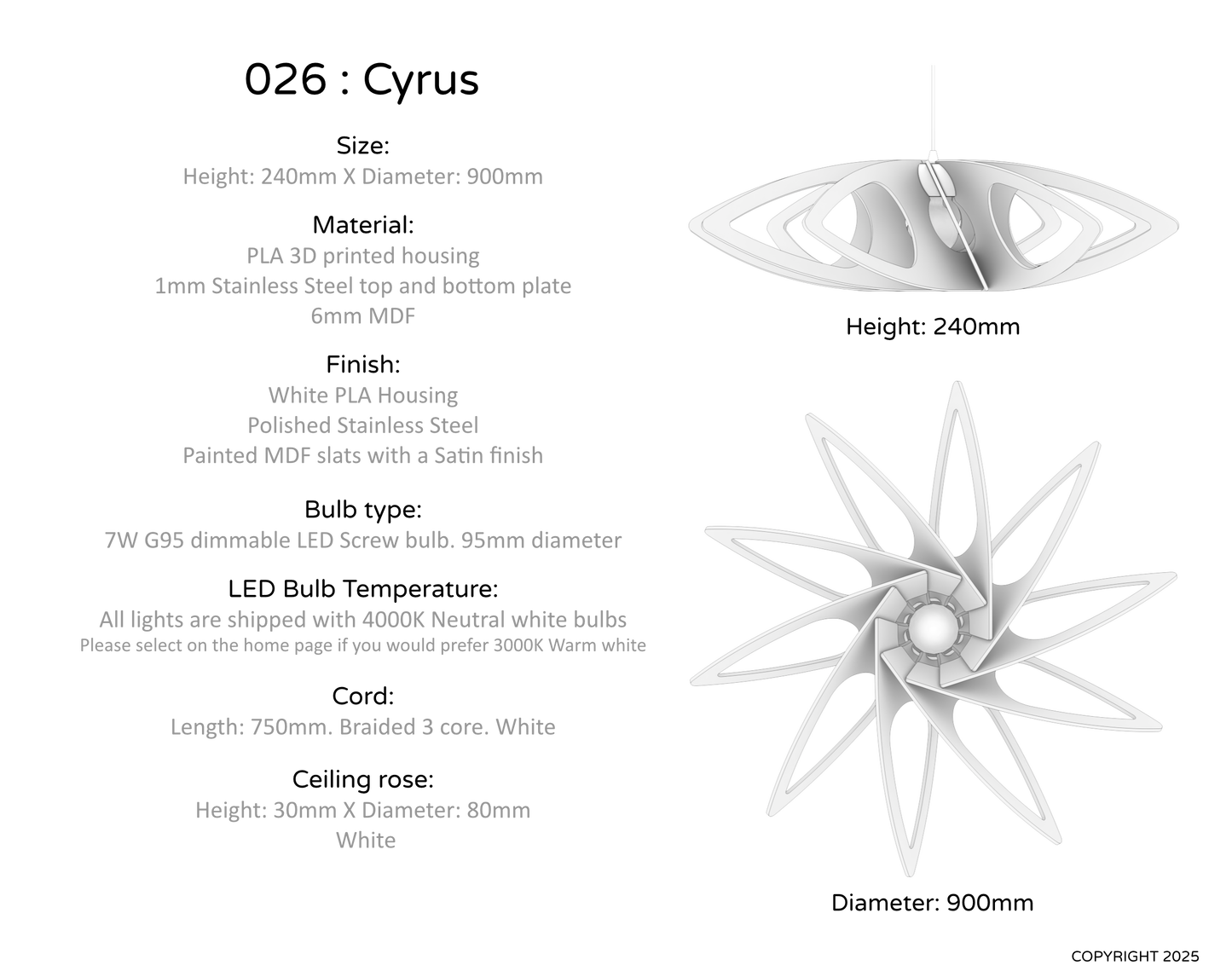 Ceiling Light - Slanted Slats - 026 Cyrus